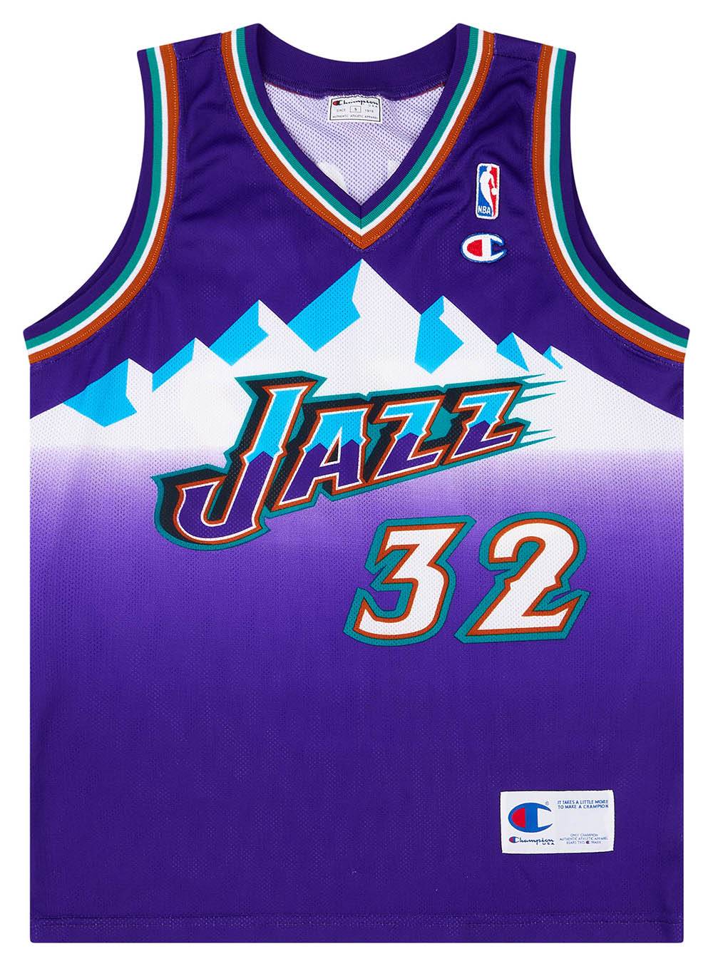 1996 03 Utah Jazz Malone 32 Champion Away Jersey Excellent S