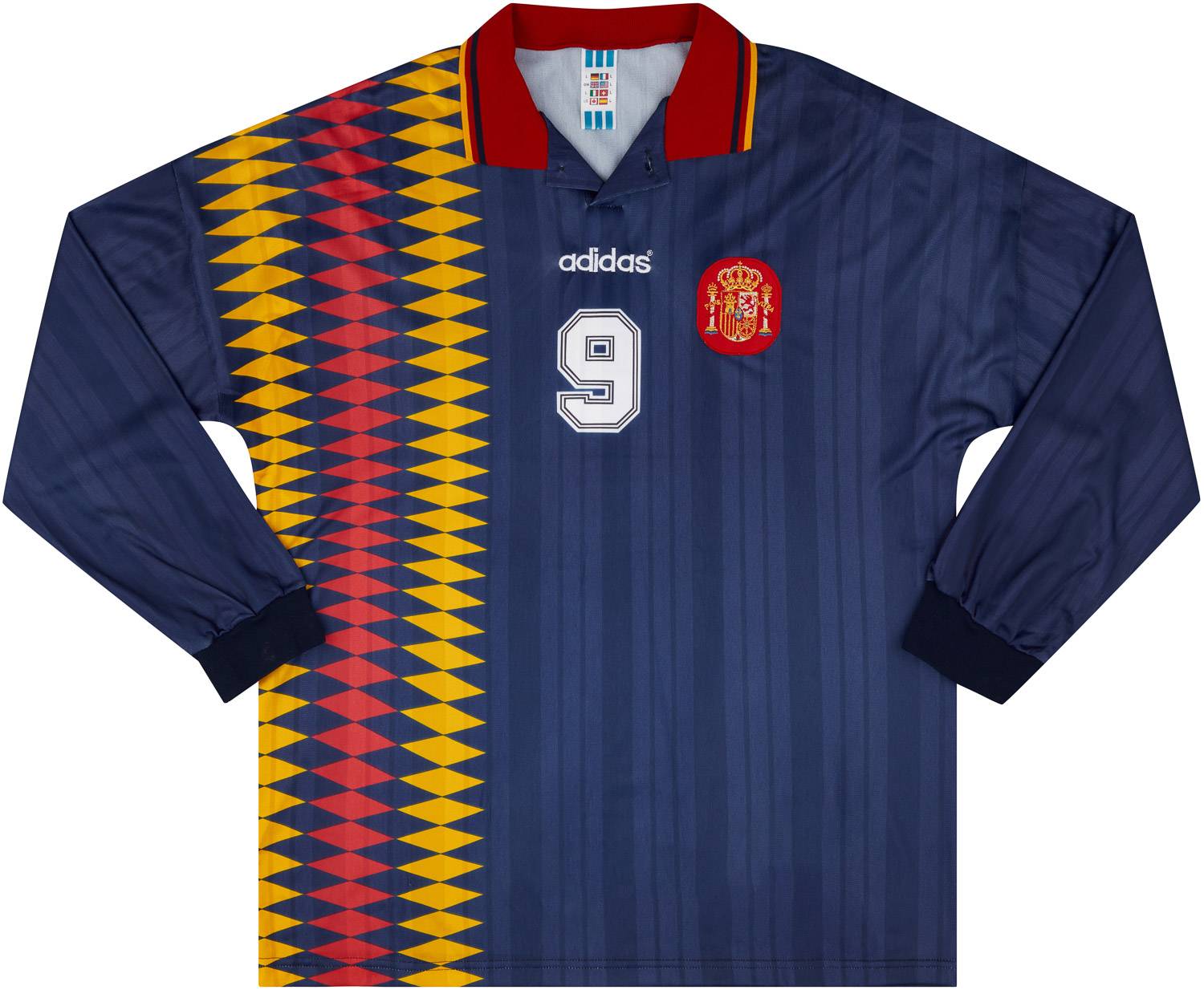 1995 Spain Match Worn Third L/S Shirt #9 (Pizzi) v Denmark