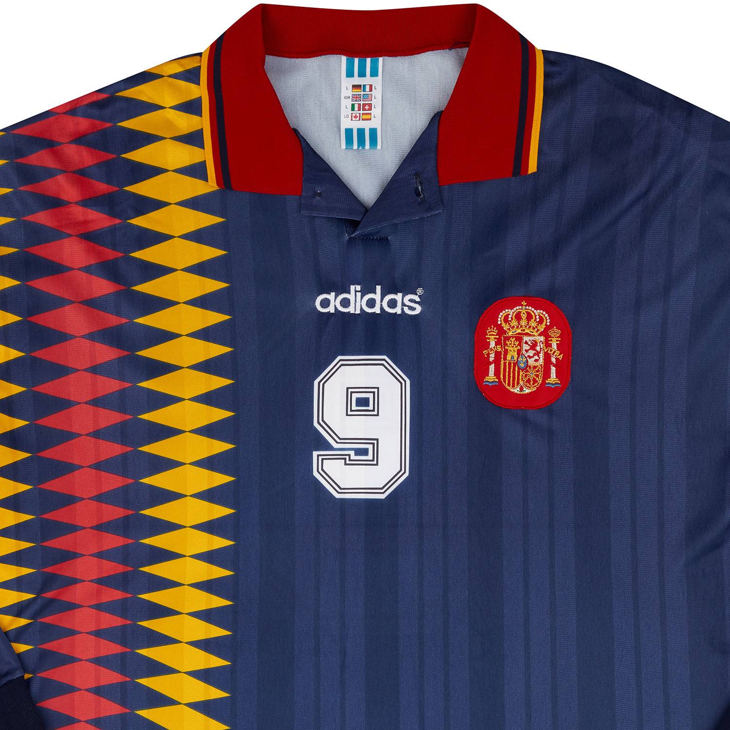 1995 Spain Match Worn Third L/S Shirt #9 (Pizzi) v Denmark