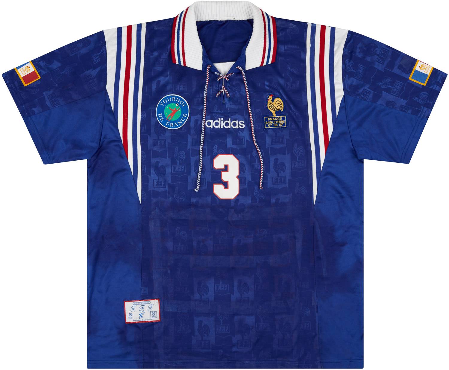 1997 France Match Worn Le Tournoi Home Shirt Laigle #3 (v England)