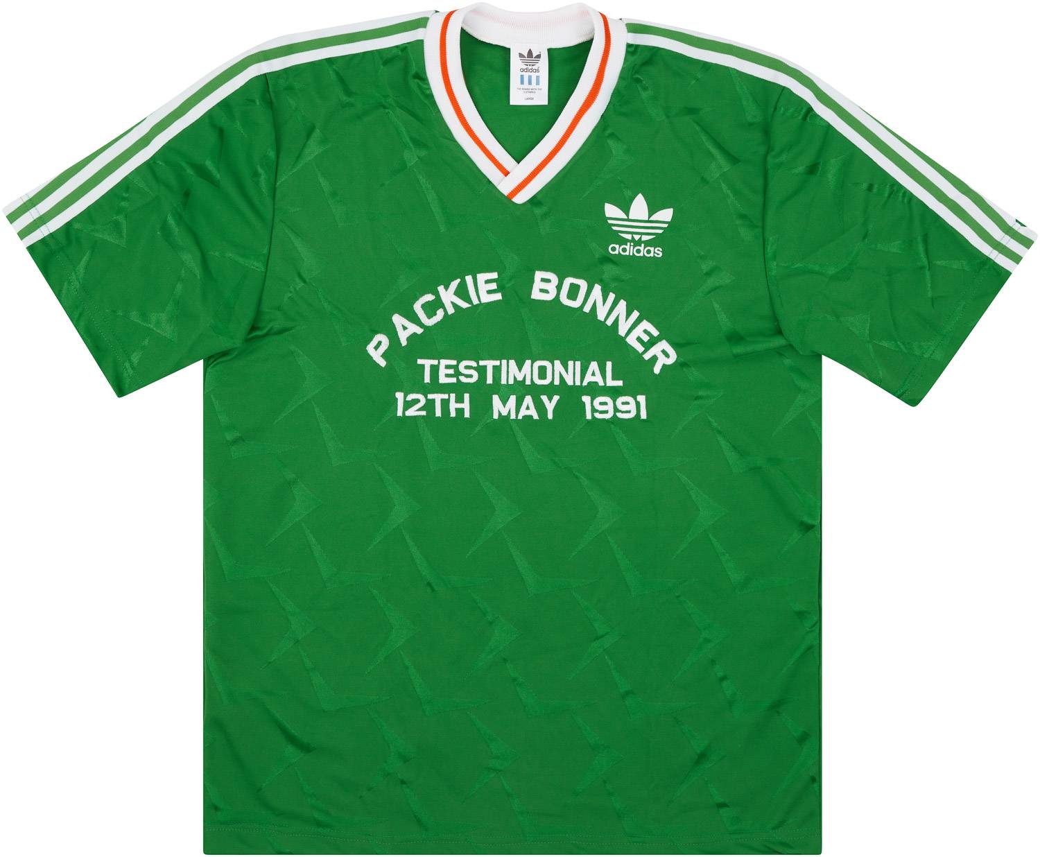 1991 Ireland Player Issue Packie Bonner Testimonial Home Shirt - 10/10 - L