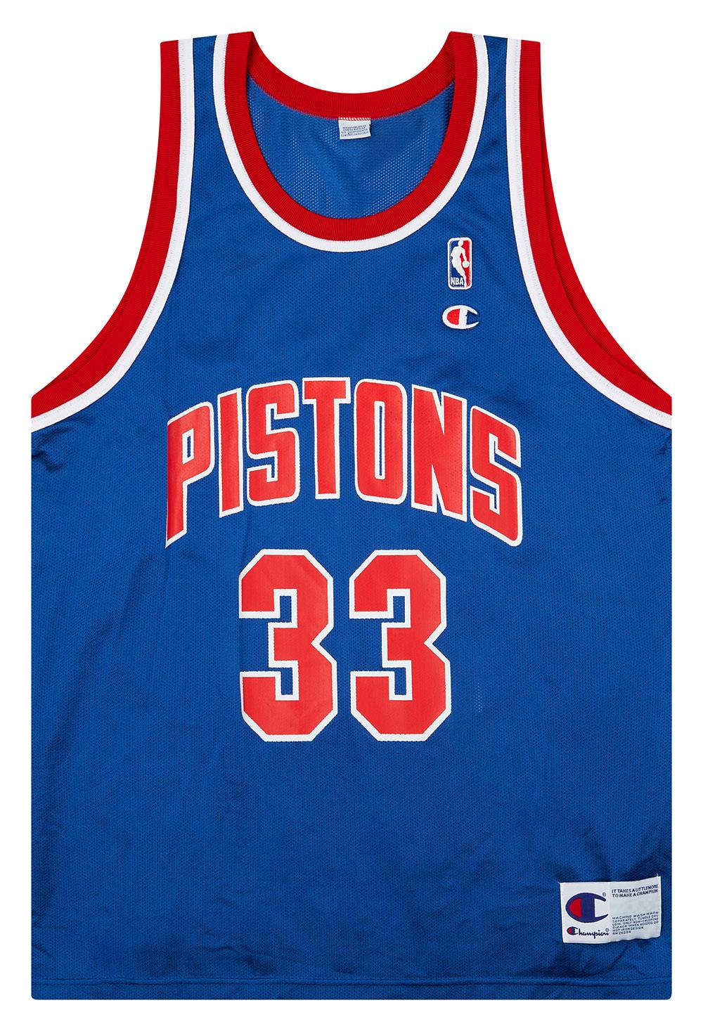 1995-96 Detroit Pistons Hill #33 Champion Away Jersey (Excellent) XL