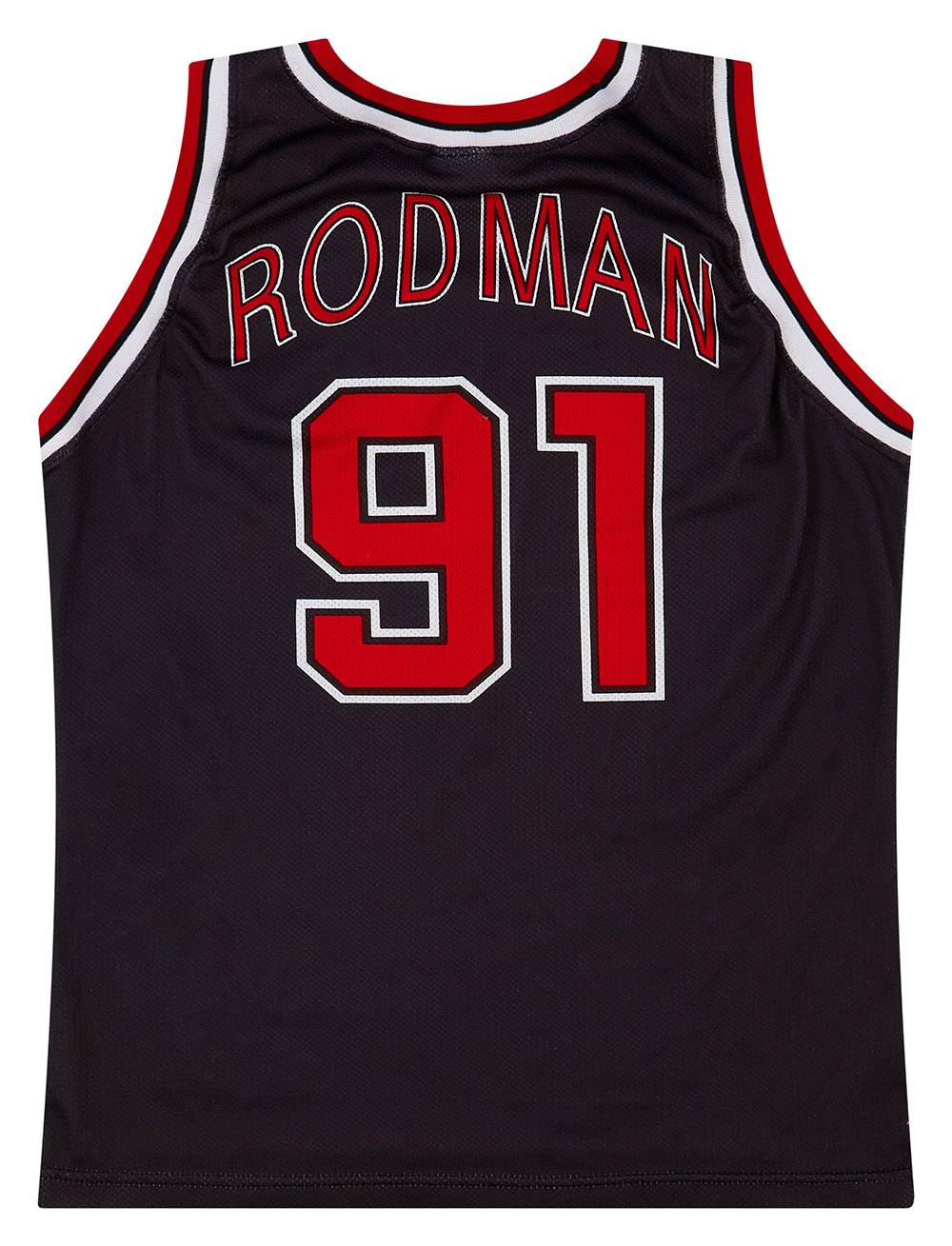 1997-98 Chicago Bulls Rodman #91 Champion Alternate Jersey