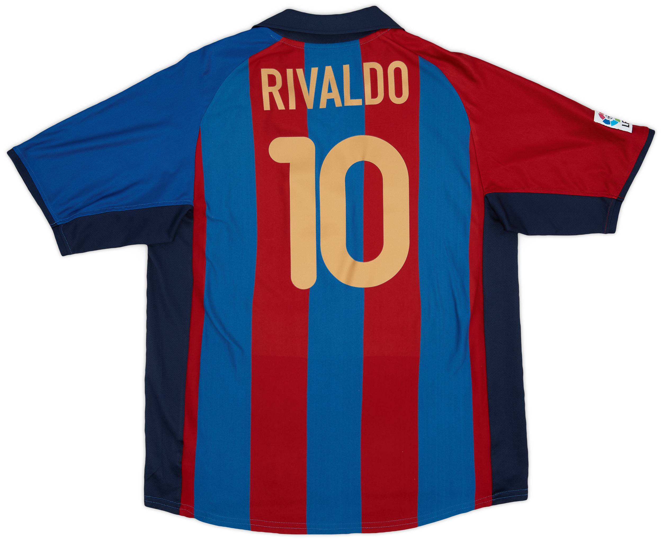 2001-02 Barcelona Home Shirt Rivaldo #10 - 9/10 - (L)