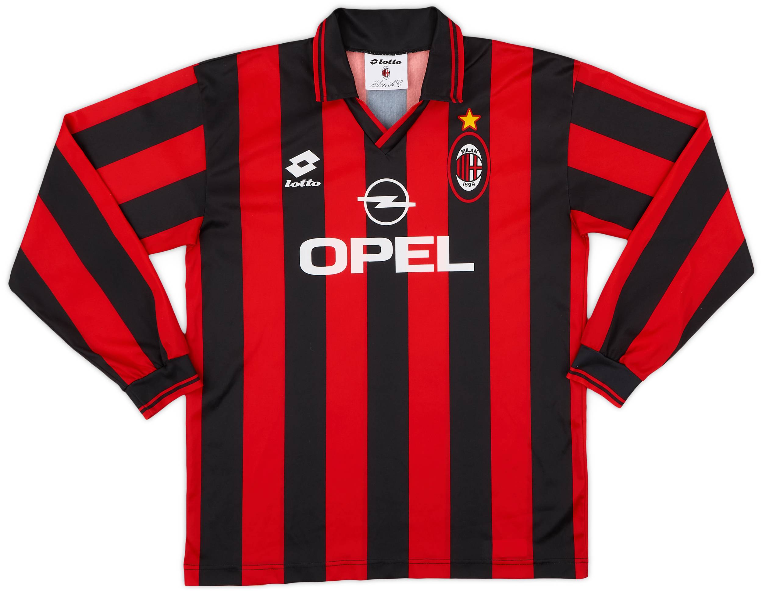 1995-96 AC Milan Home L/S Shirt - 8/10 - (XXXL.Boys)