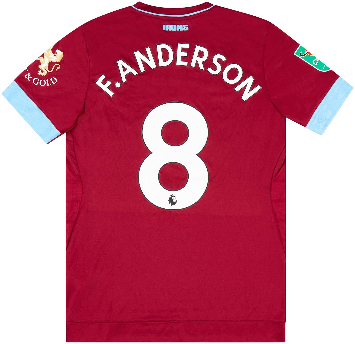 2018-19 West Ham United Match Issue Carabao Cup Home Shirt F. Anderson #8