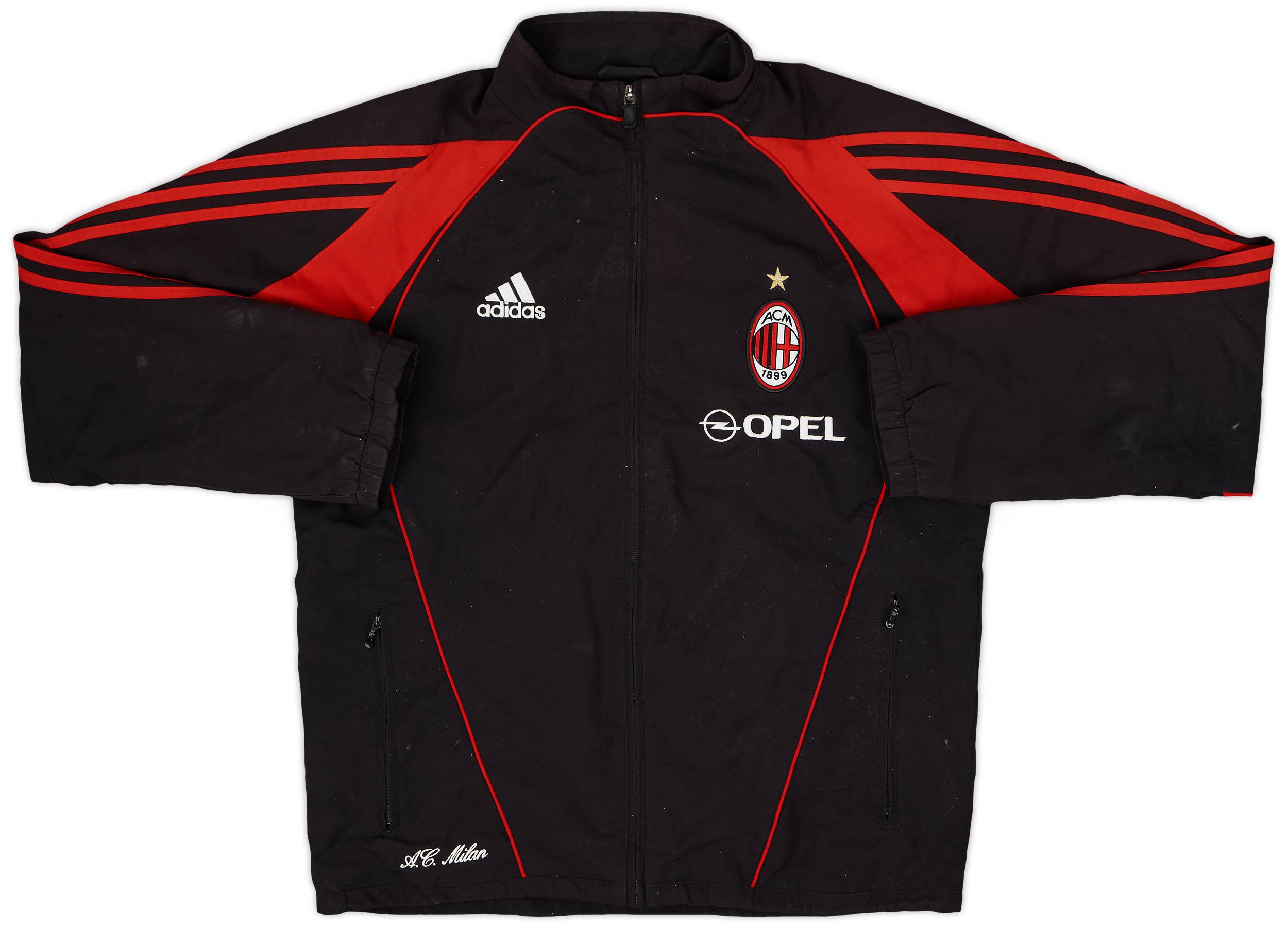 A.C. Milan ジップアップジャケット 黒/赤 2005-06 AC Milan adidas Track Jacket - 7/10 - (M)