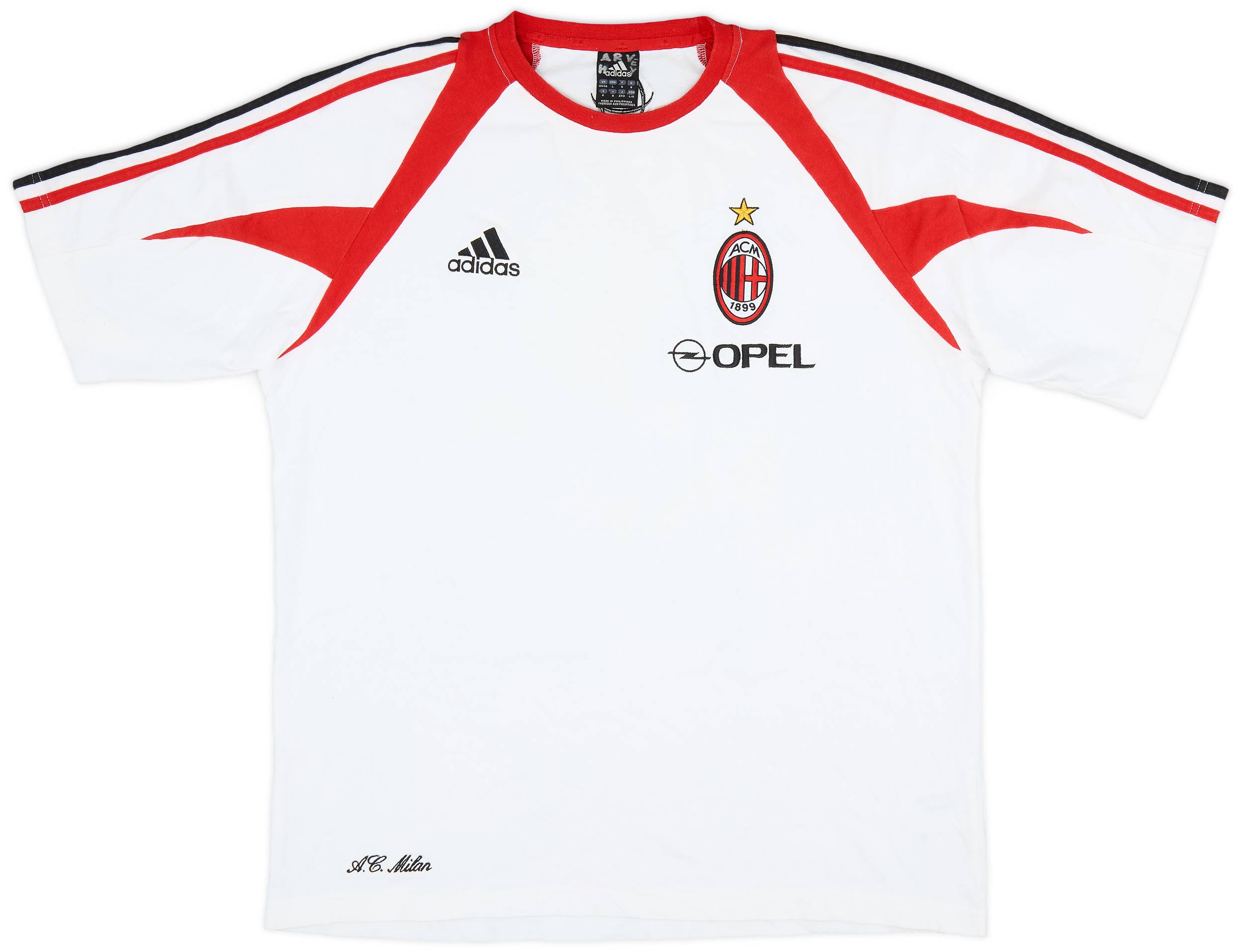 2004-05 AC Milan adidas Cotton Tee - 7/10 - (L/XL)