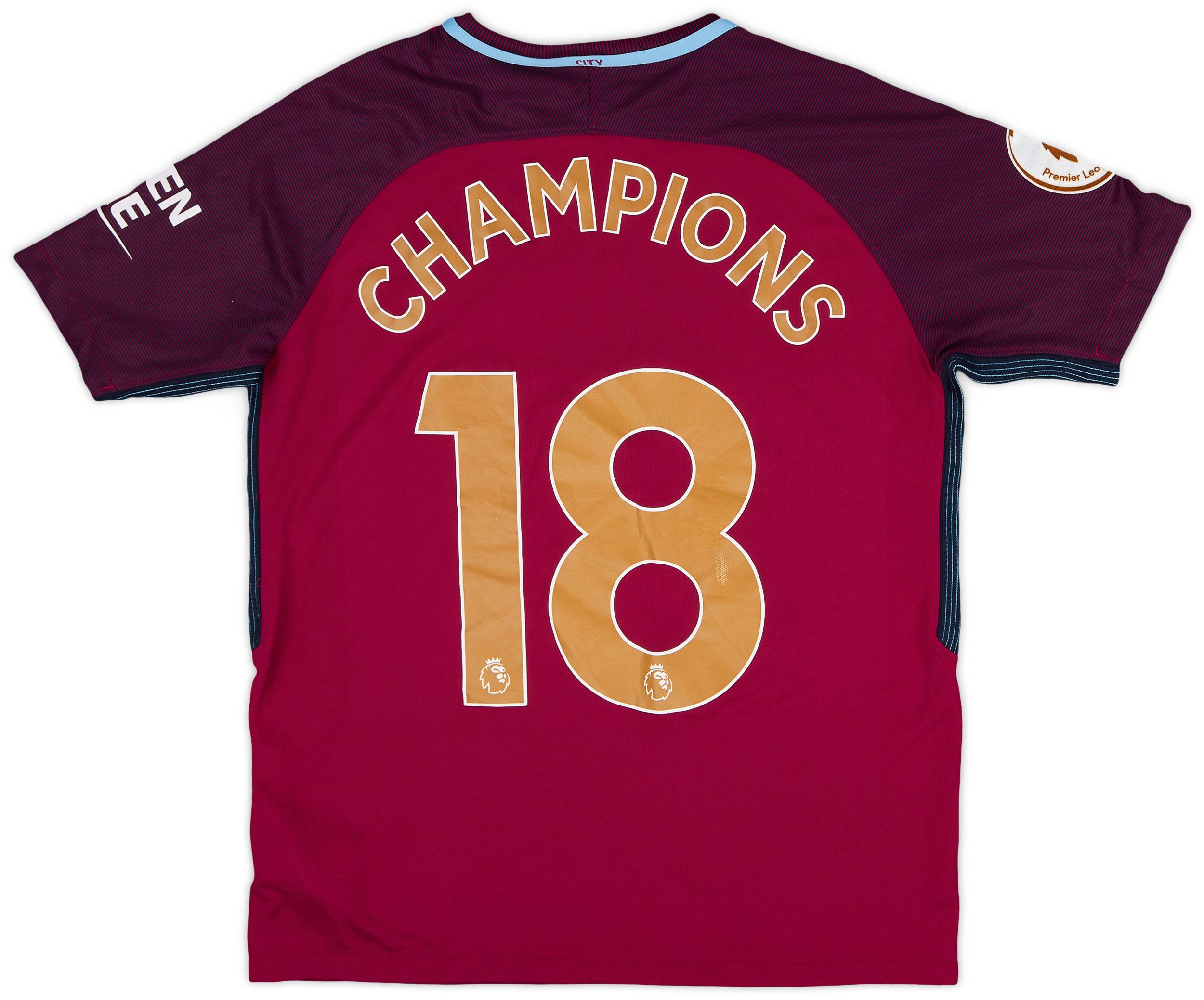 2017-18 Manchester City Away Shirt Champions #18 - 8/10 - (XL.Boys)