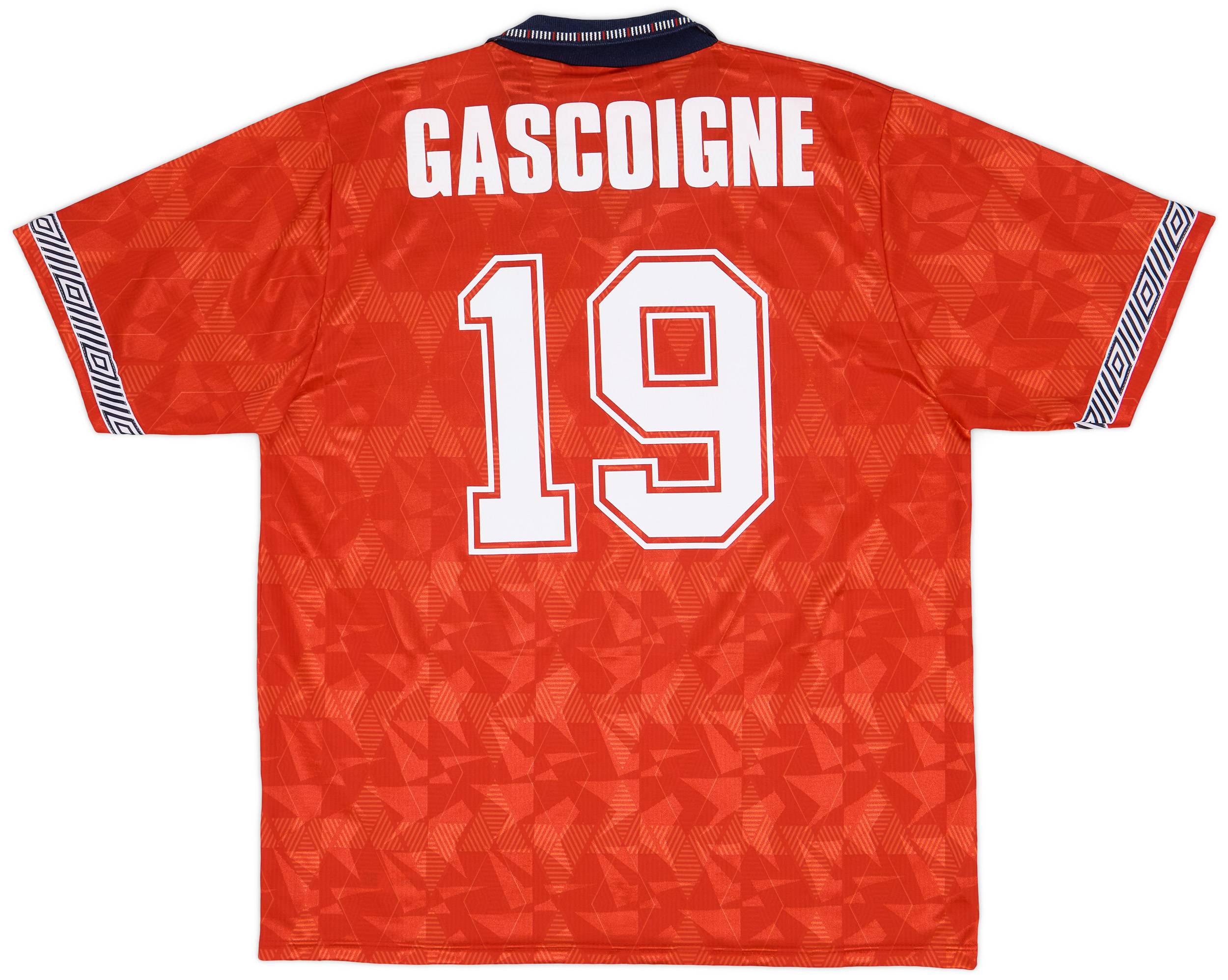1990-93 England Away Shirt Gascoigne #19 - 9/10 - (XL)