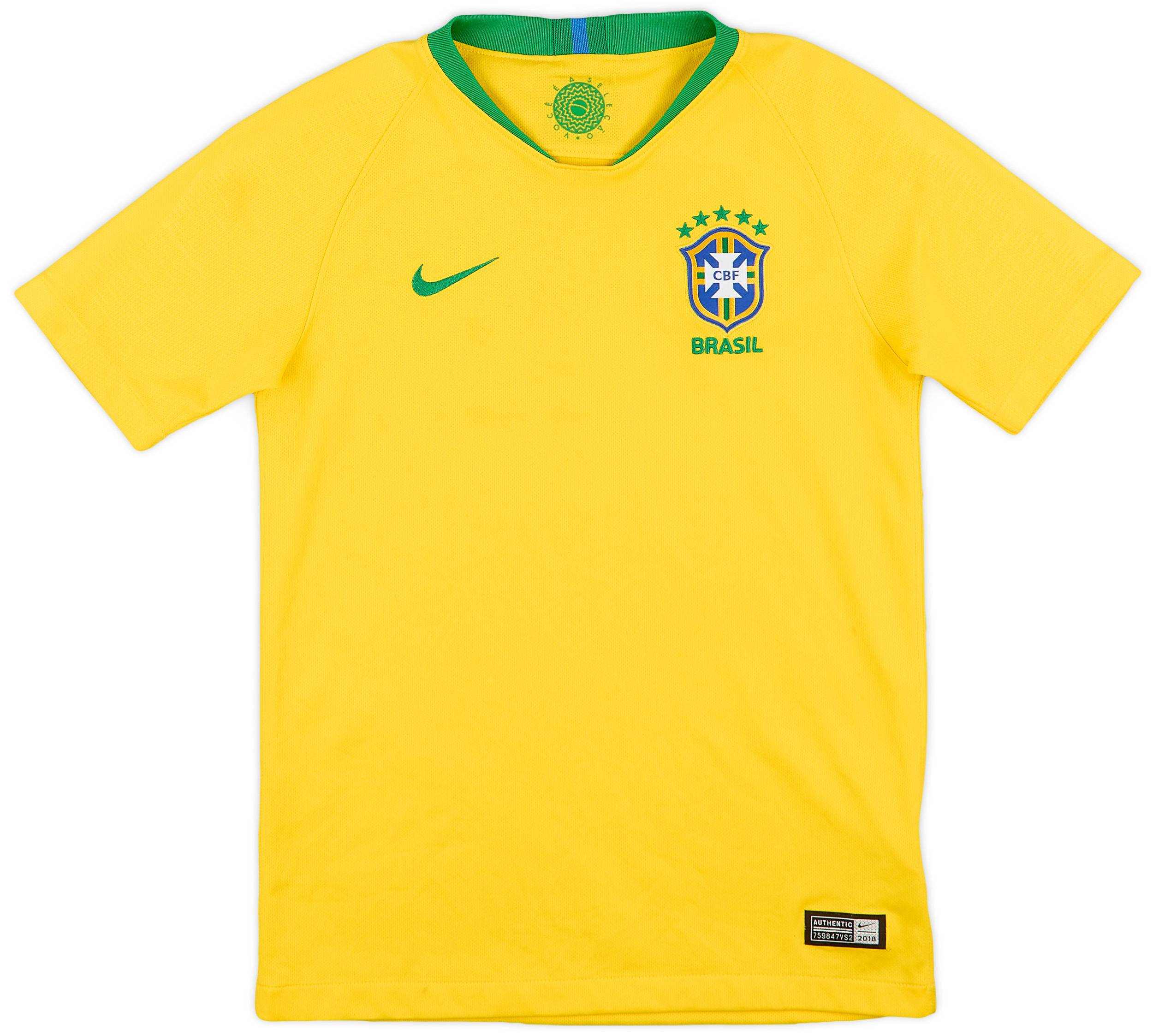 2018-19 Brazil Home Shirt - 8/10 - (M.Boys)