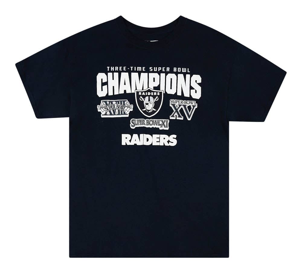 2010s Oakland Raiders Three-Time Super Bowl Champions Graphic Tee L