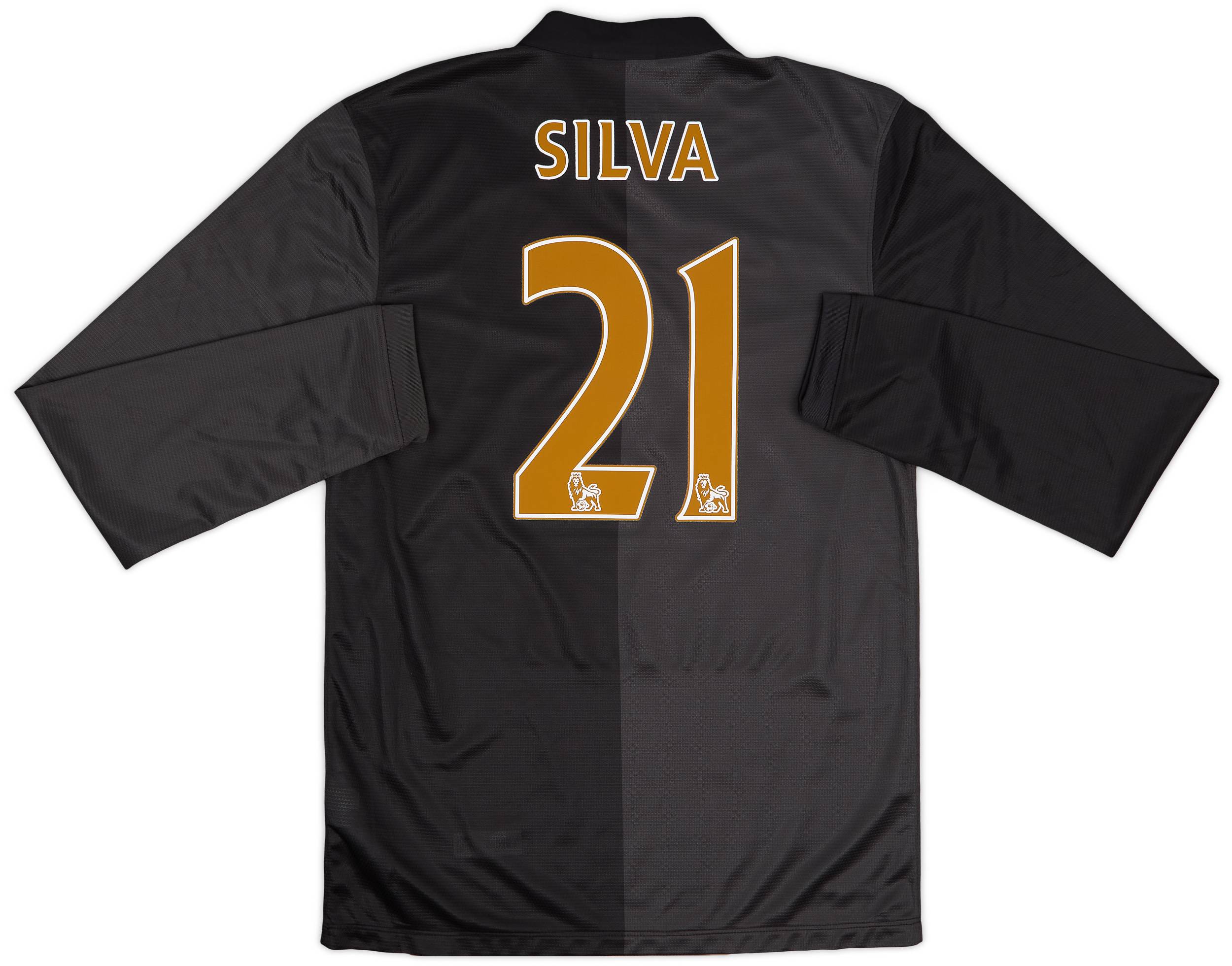 2013-14 Manchester City Away L/S Shirt Silva #21 (S)