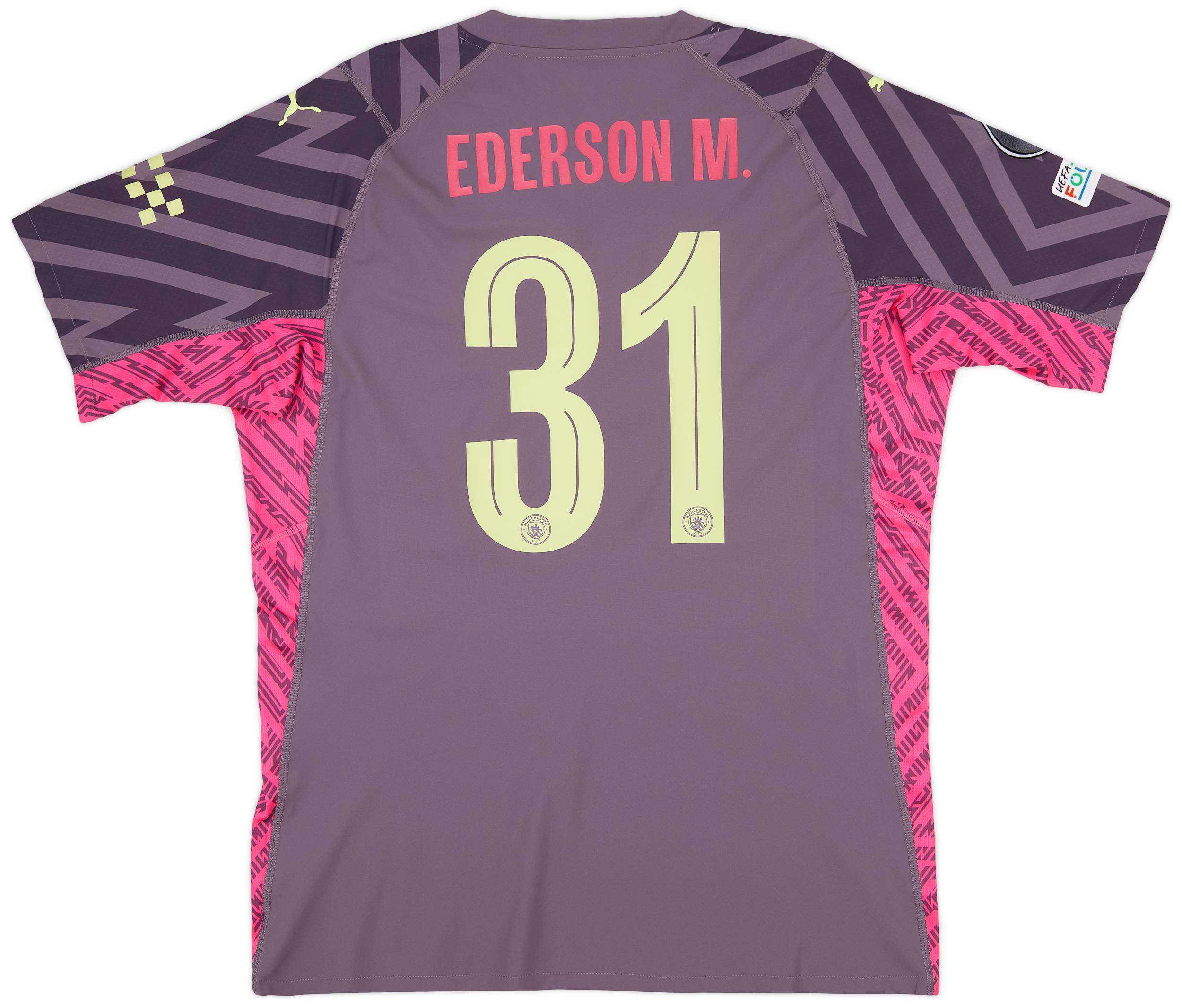2023-24 Manchester City Match Issue GK CL S/S Shirt Ederson #31 - 7/10 - (XL)