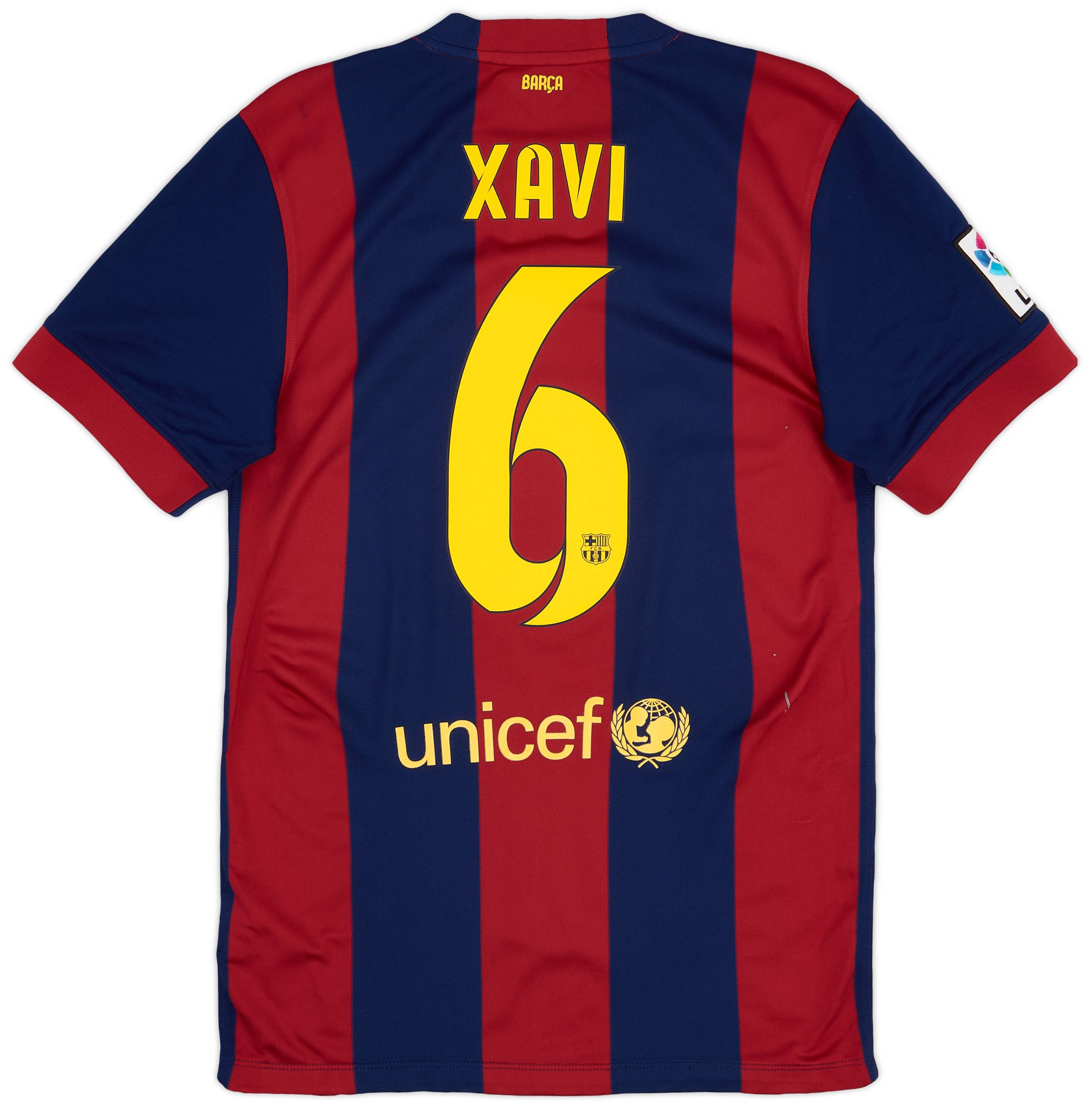 2014-15 Barcelona Home Shirt Xavi #6 - 7/10 - (S)