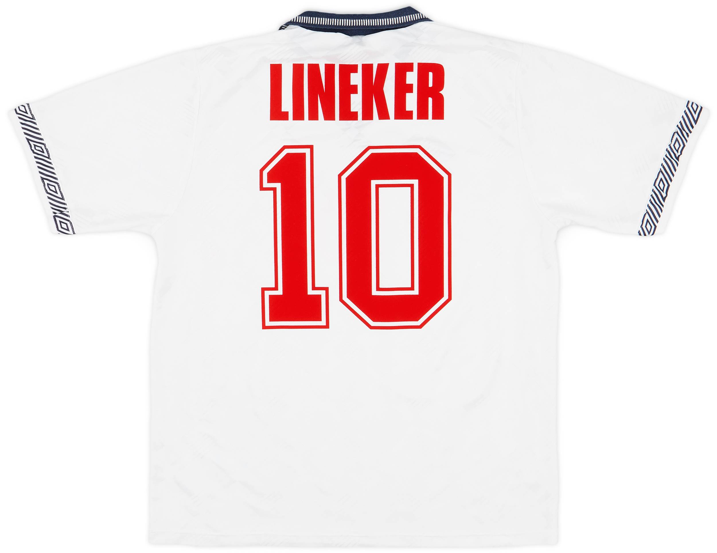 1990-92 England Home Shirt Lineker #10 - 9/10 - (L)