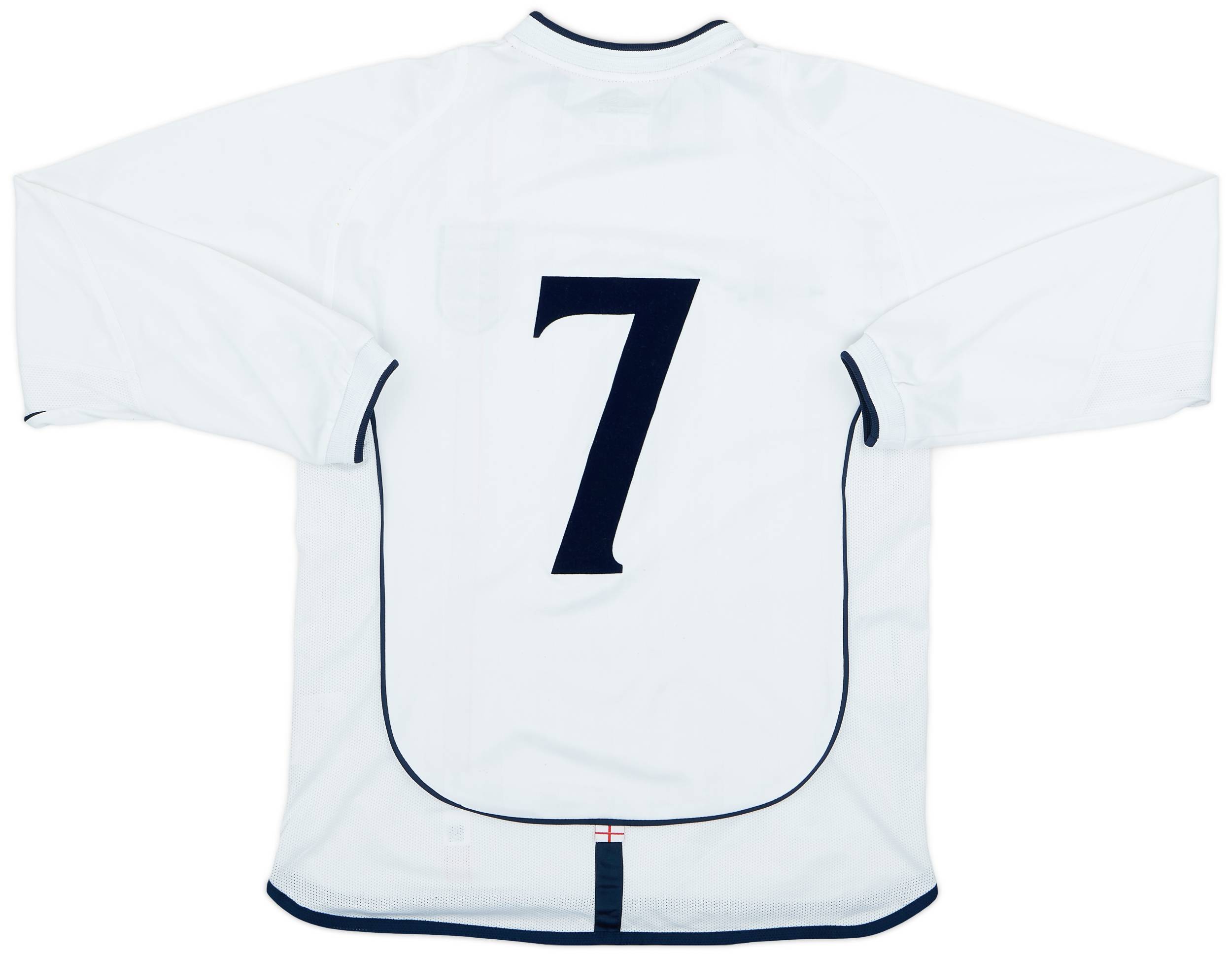 2001-03 England Home L/S Shirt #7 - 8/10 - (S)