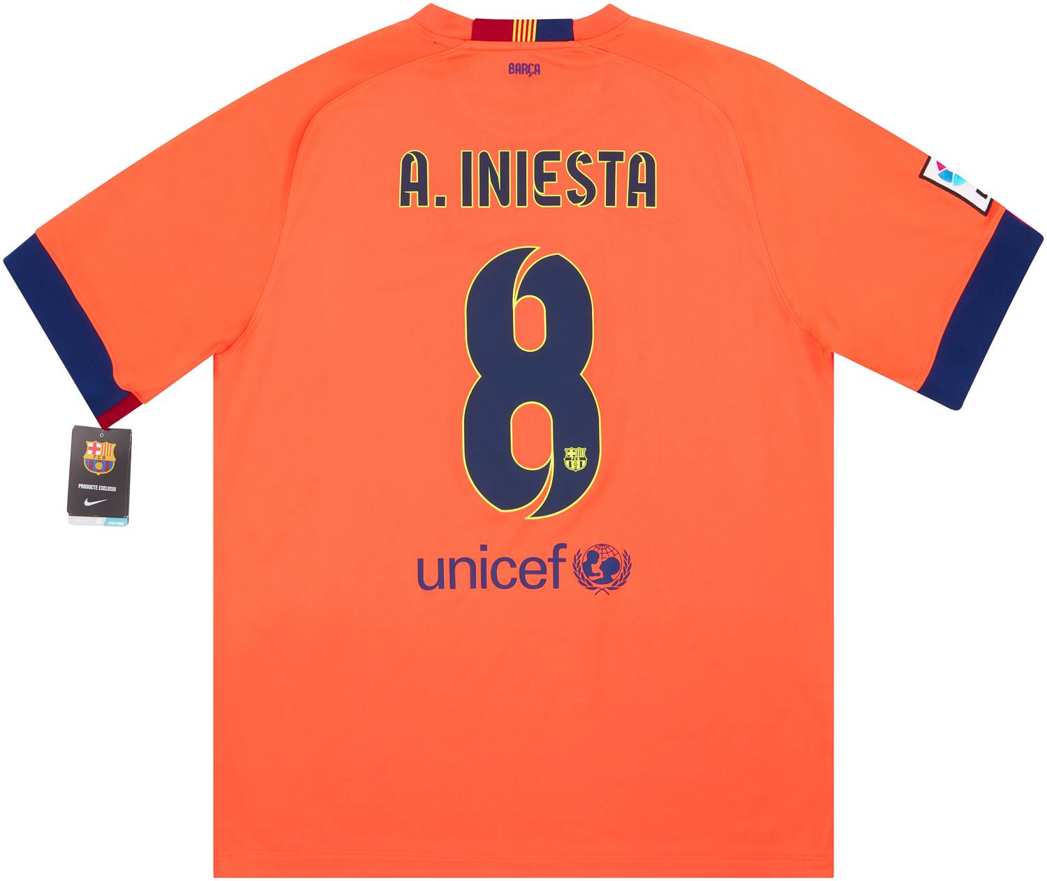 2014-15 Barcelona Away Shirt A.Iniesta #8 XL