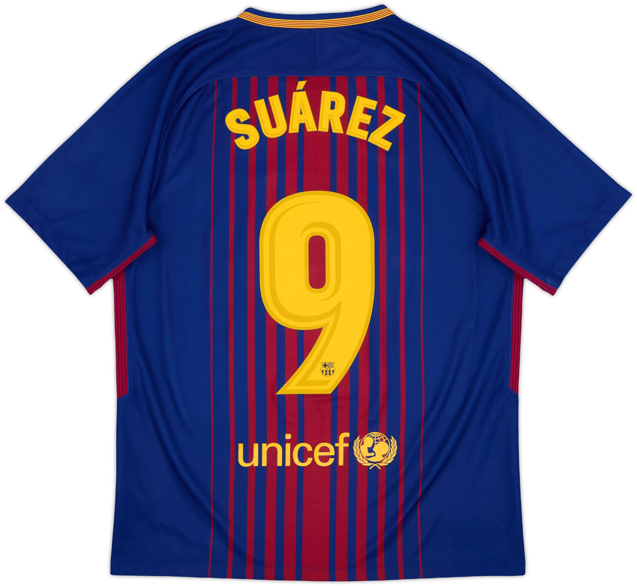 2017-18 Barcelona Home Shirt Suarez #9 - 8/10 - (S)