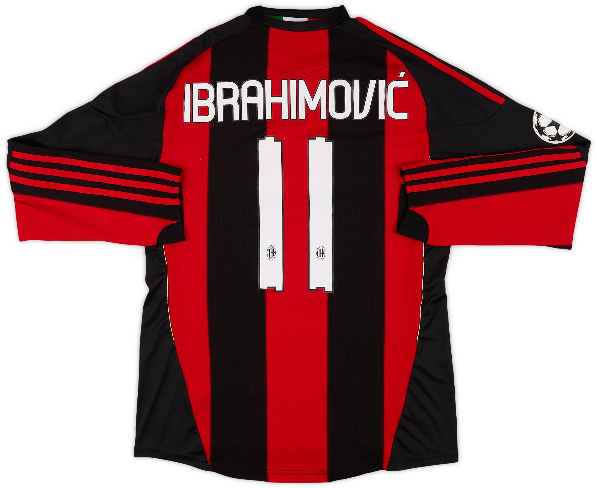 2010-11 AC Milan Home L/S Shirt Ibrahimovic #11 - 6/10 - (M)