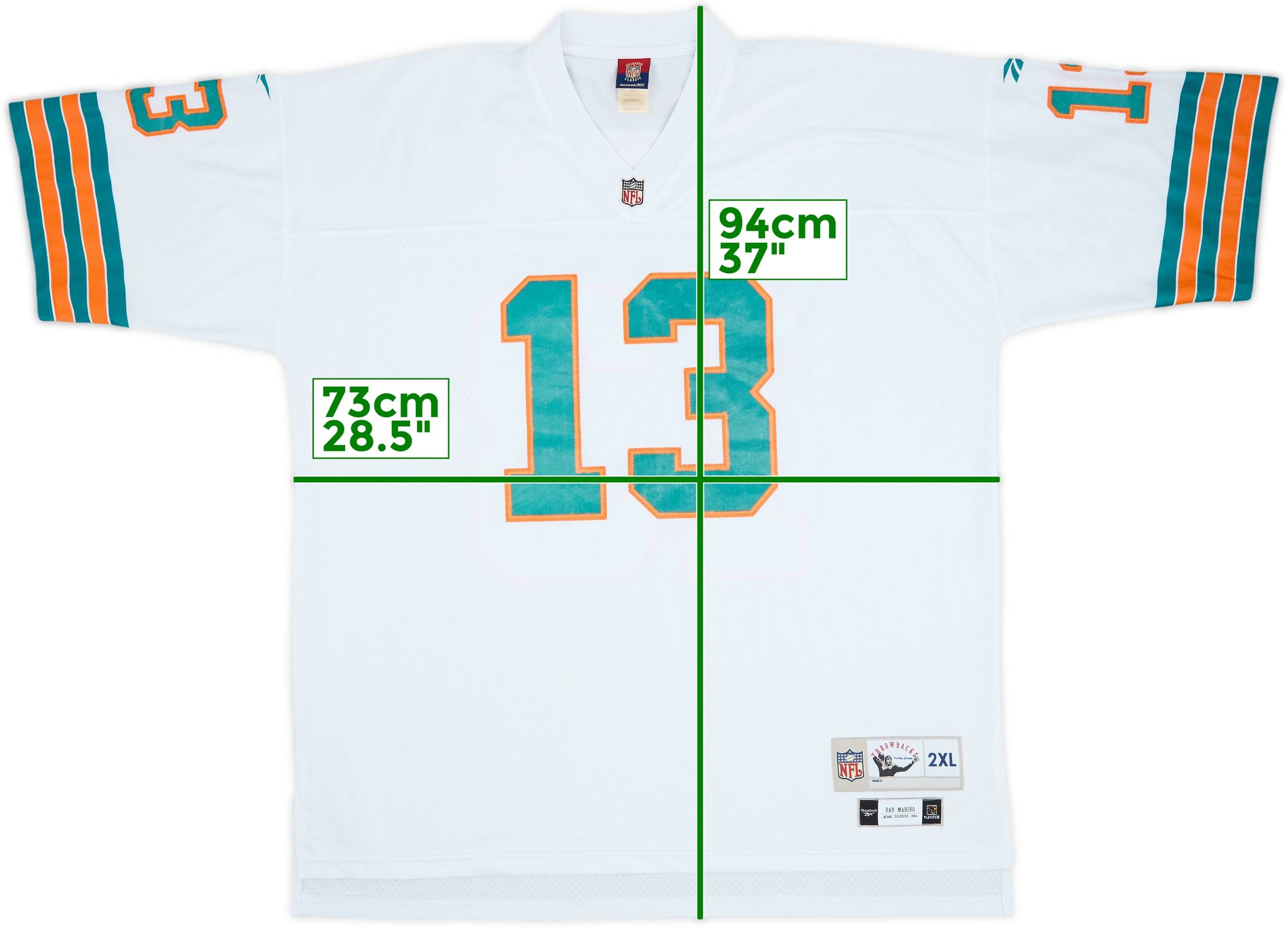 チームデミ　 1984年（YOKOHAMA    Dolphin） 1984 Miami Dolphins Marino #13 Reebok Throwback Away Jersey - 7/10