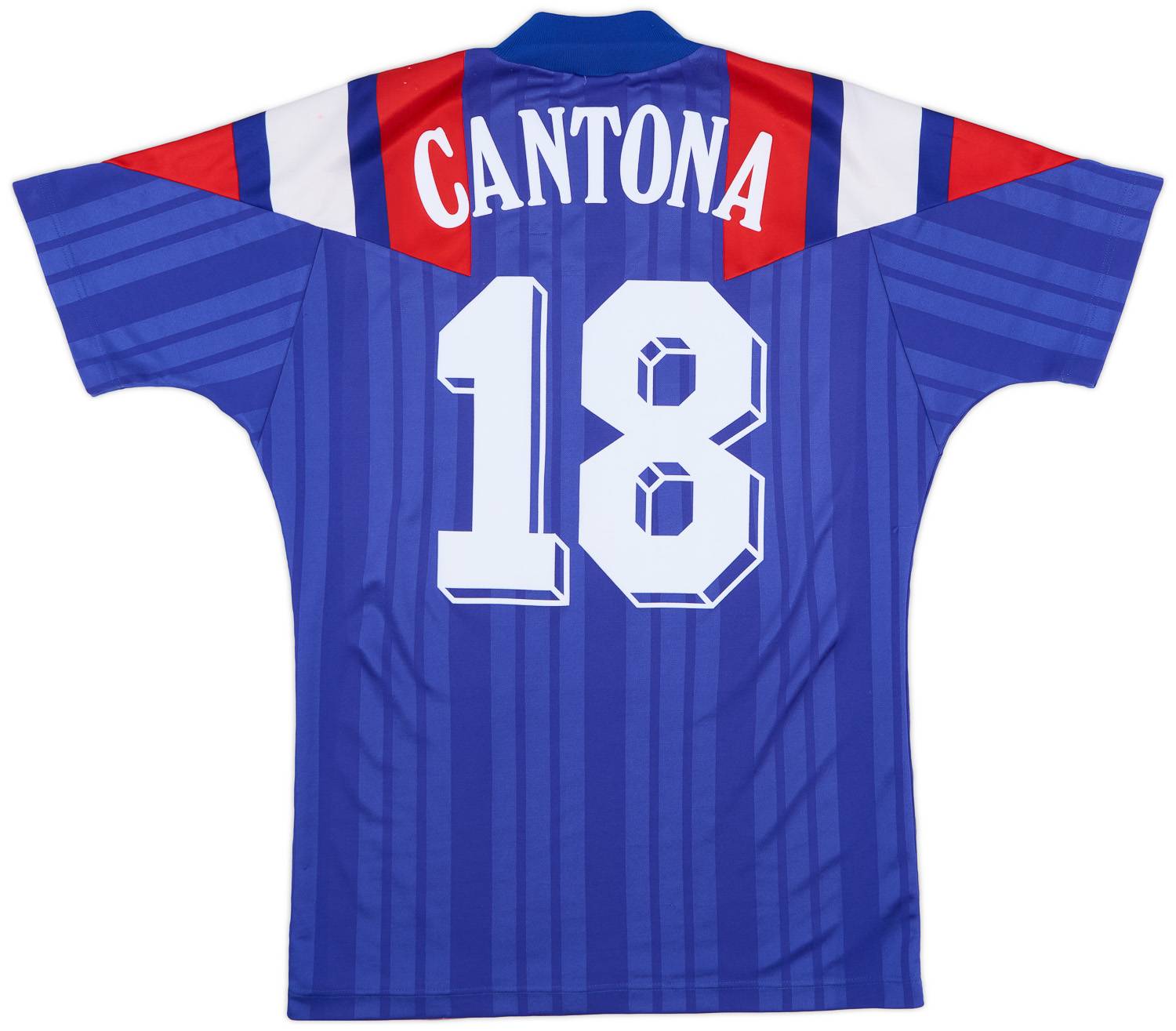 R15 古着92-94 adidasフランス代表 パパン　カントナ　デシャン 1992/94 CANTONA #18 (L) France Vintage adidas Home Football Shirt