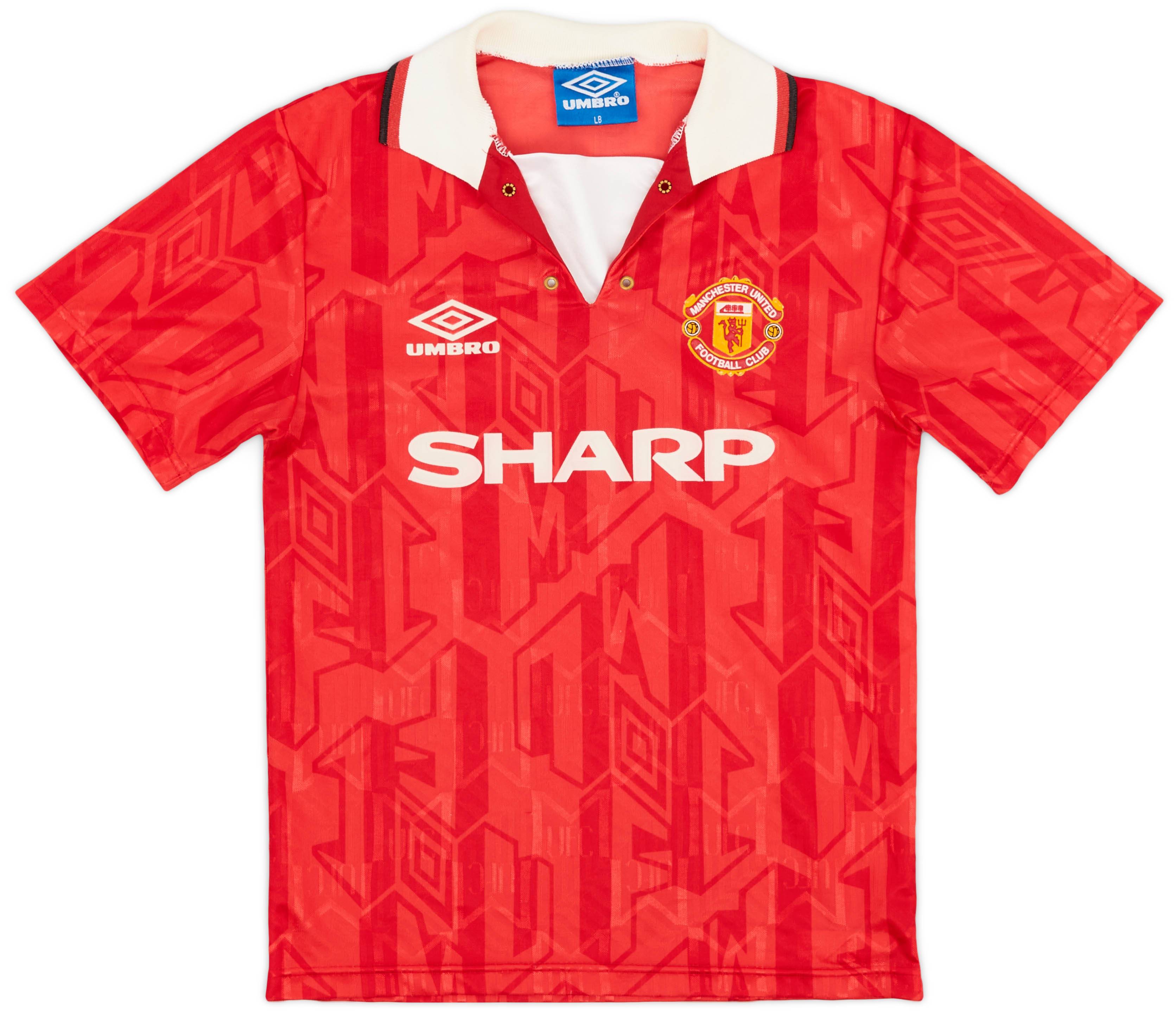 1992-94 Manchester United Home Shirt - 9/10 - (L.Boys)