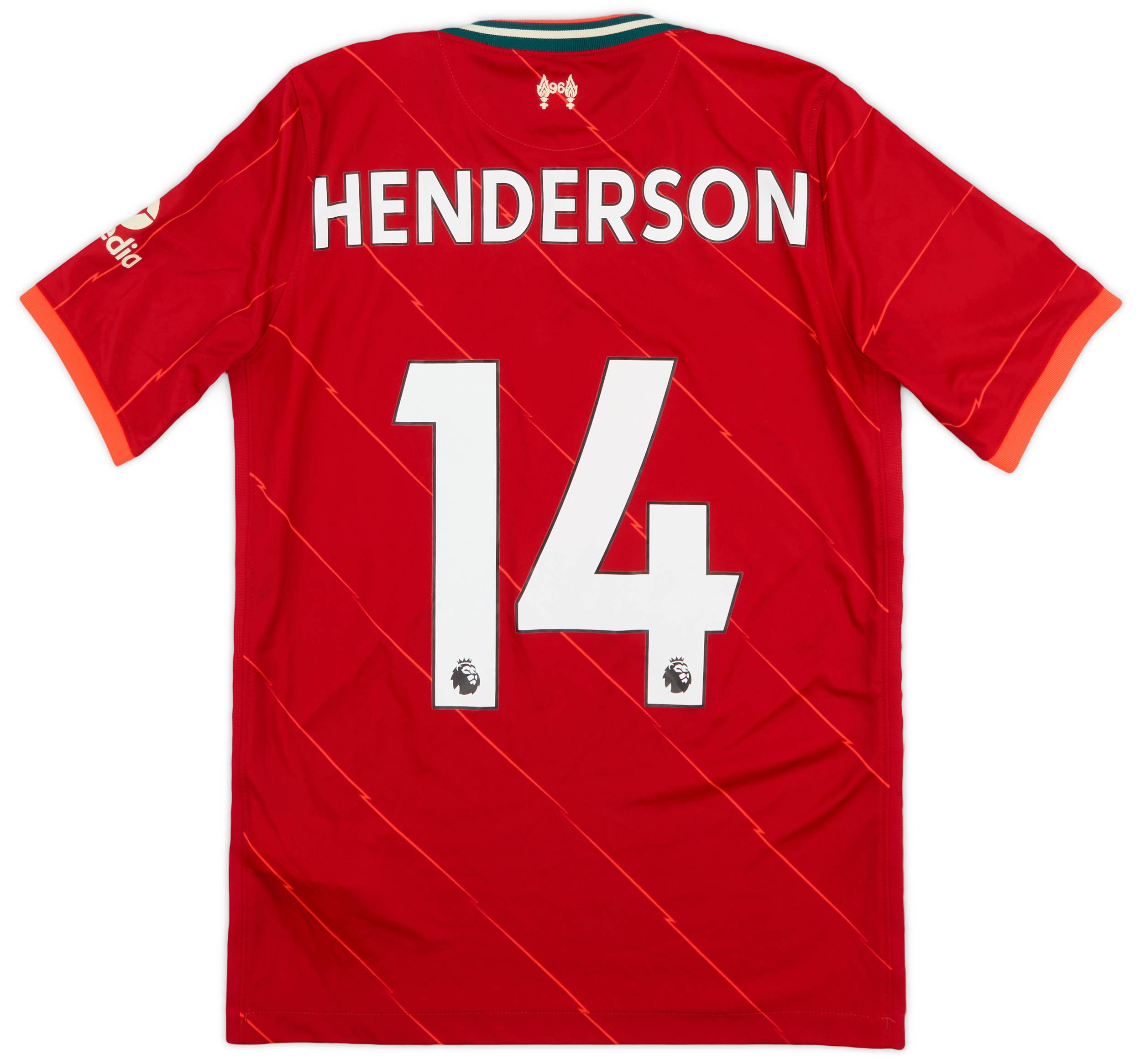 2021-22 Liverpool Home Shirt Henderson #14 - 9/10 - (XL.Boys)