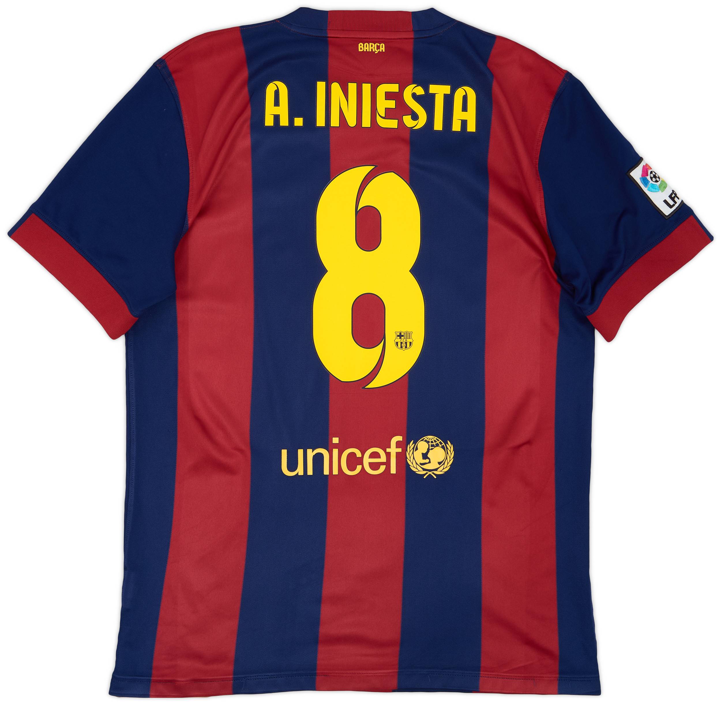CAPITTEN キャピテンA. INIESTA 8シャツ 国立限定バルセロナ 2014-15 Barcelona Home Shirt A.Iniesta #8 - 8/10 - (L)