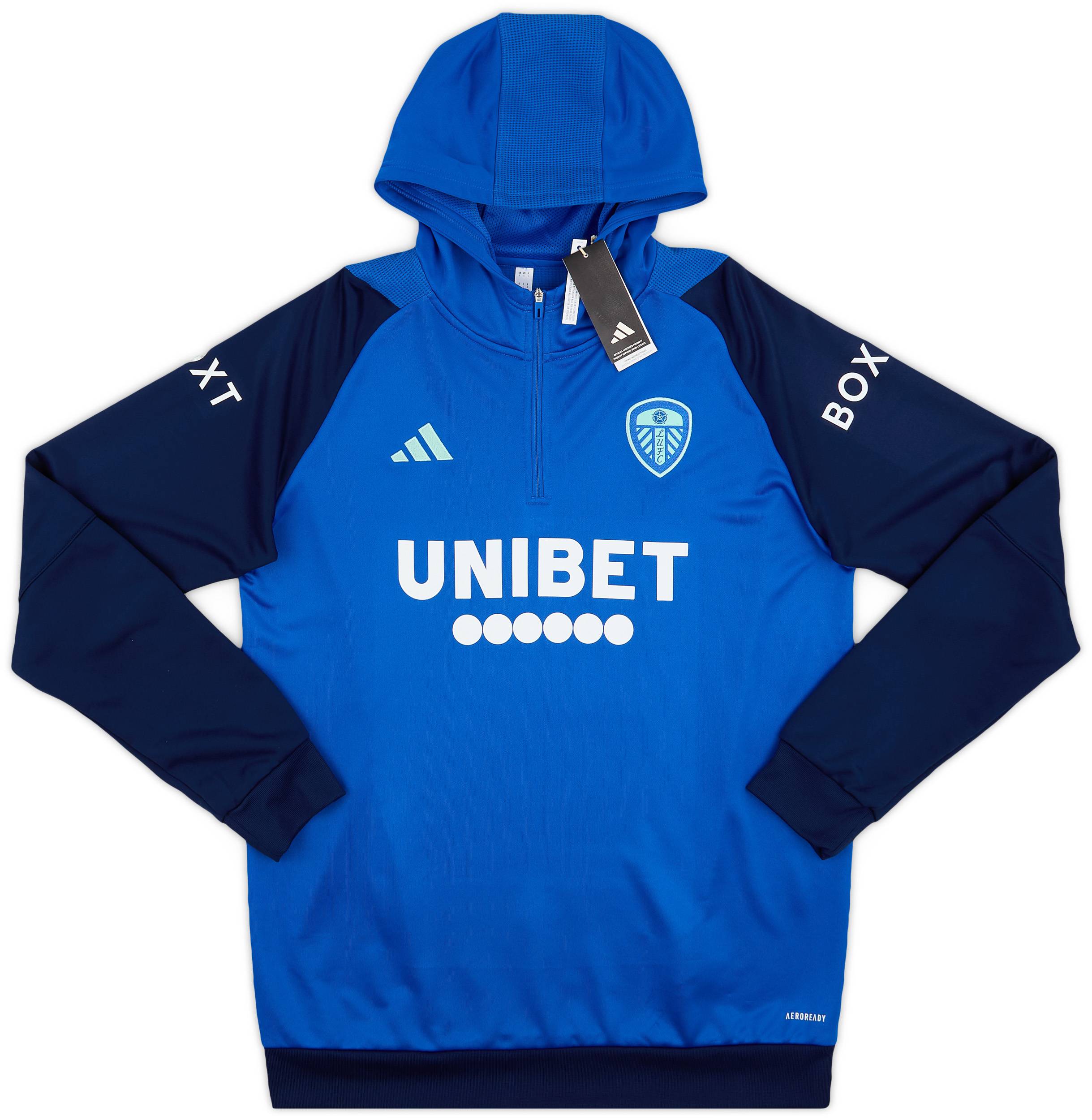 2023-24 Leeds United adidas 1/4 Zip Hooded Top