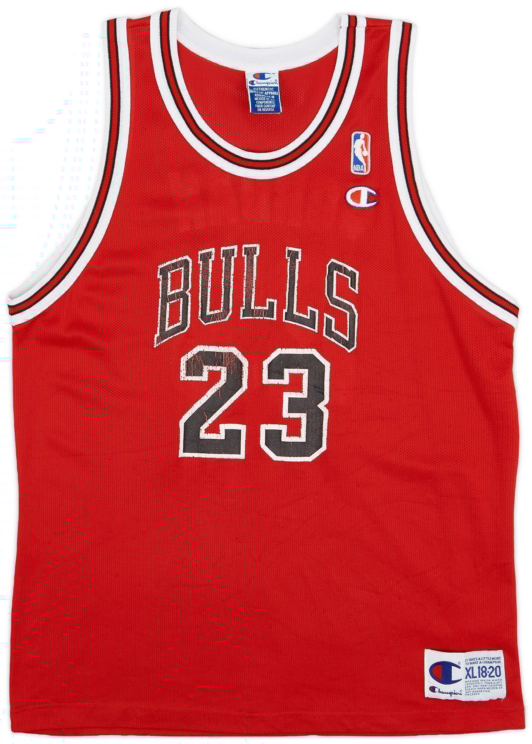 1995 98 Chicago Bulls Jordan 23 Champion Away Jersey 5 10 XL.Boys