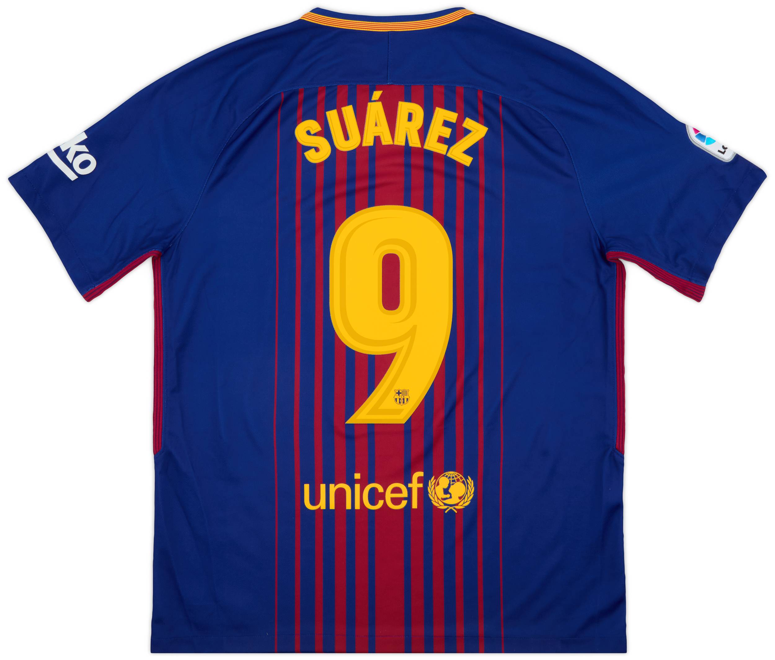 2017 18 Barcelona Home Shirt Suarez 9 9 10 L