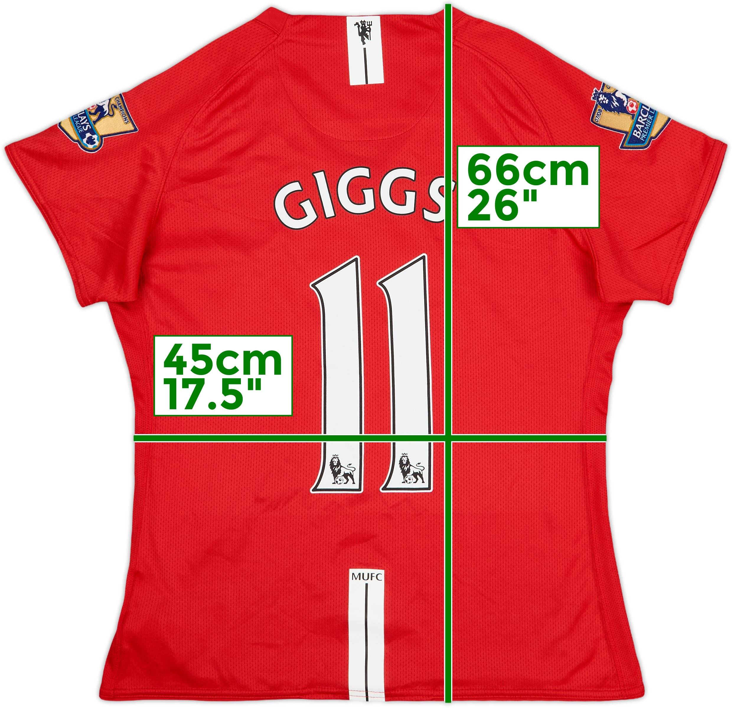 2007-09 Manchester United Home Shirt Giggs #11 - 7/10 - (Women's XL)
