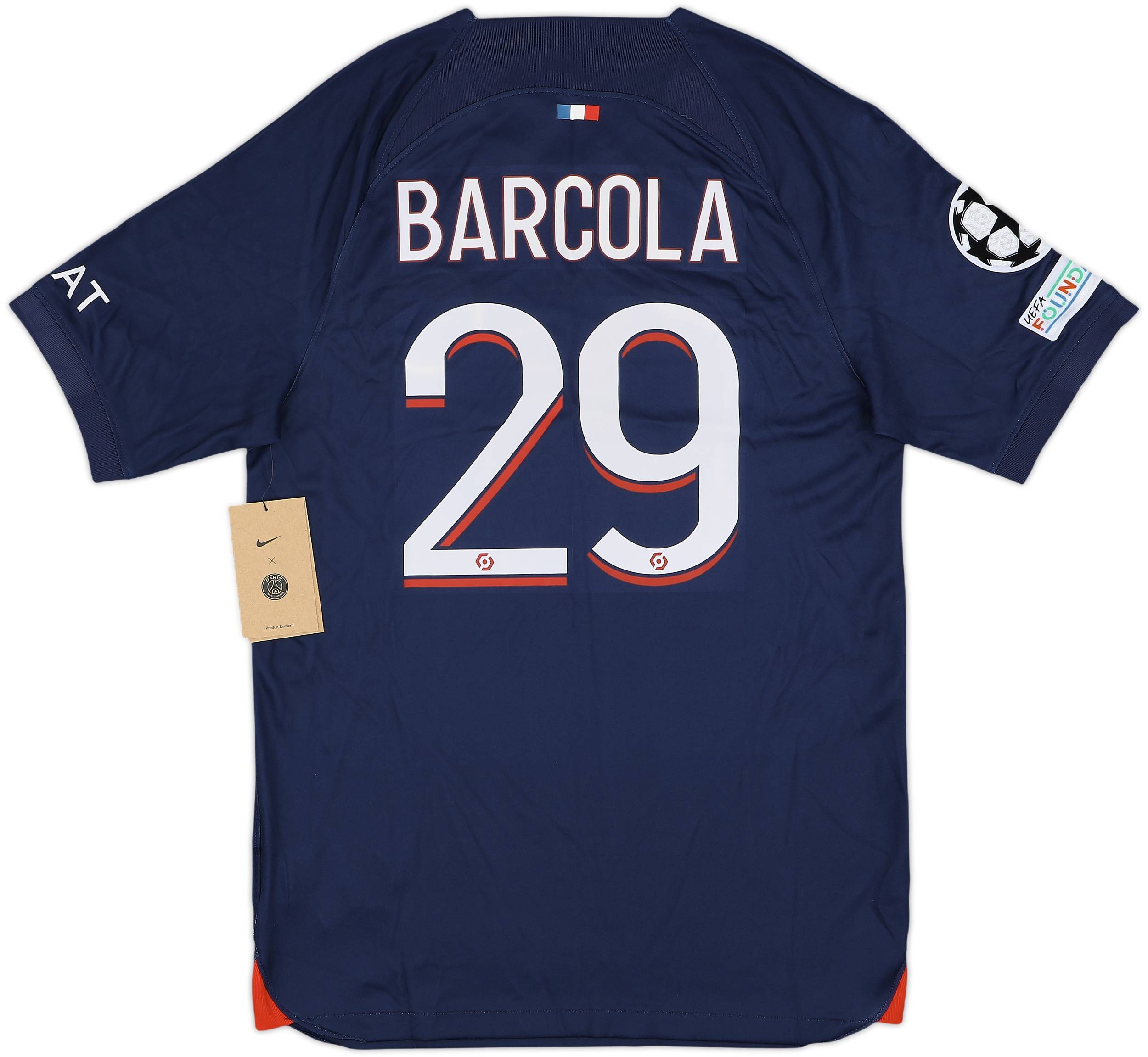 Paris Saint-Germain BARCOLA 29オーセンティック 2023-24 Paris Saint-Germain Home Shirt Barcola #29 (S)