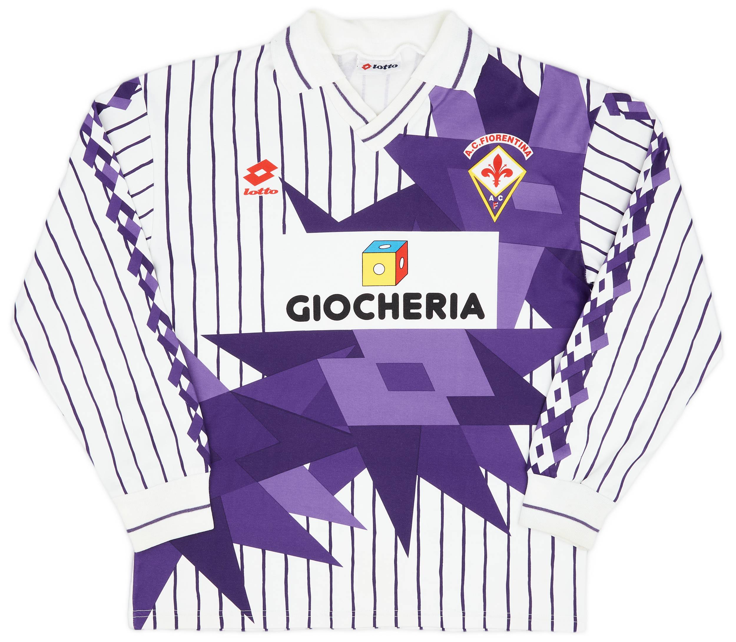 【正規91-92Lotto Fiorentina Away L/S shirt】 1991-92 Fiorentina L/S Away Shirt - 8/10 - (M)