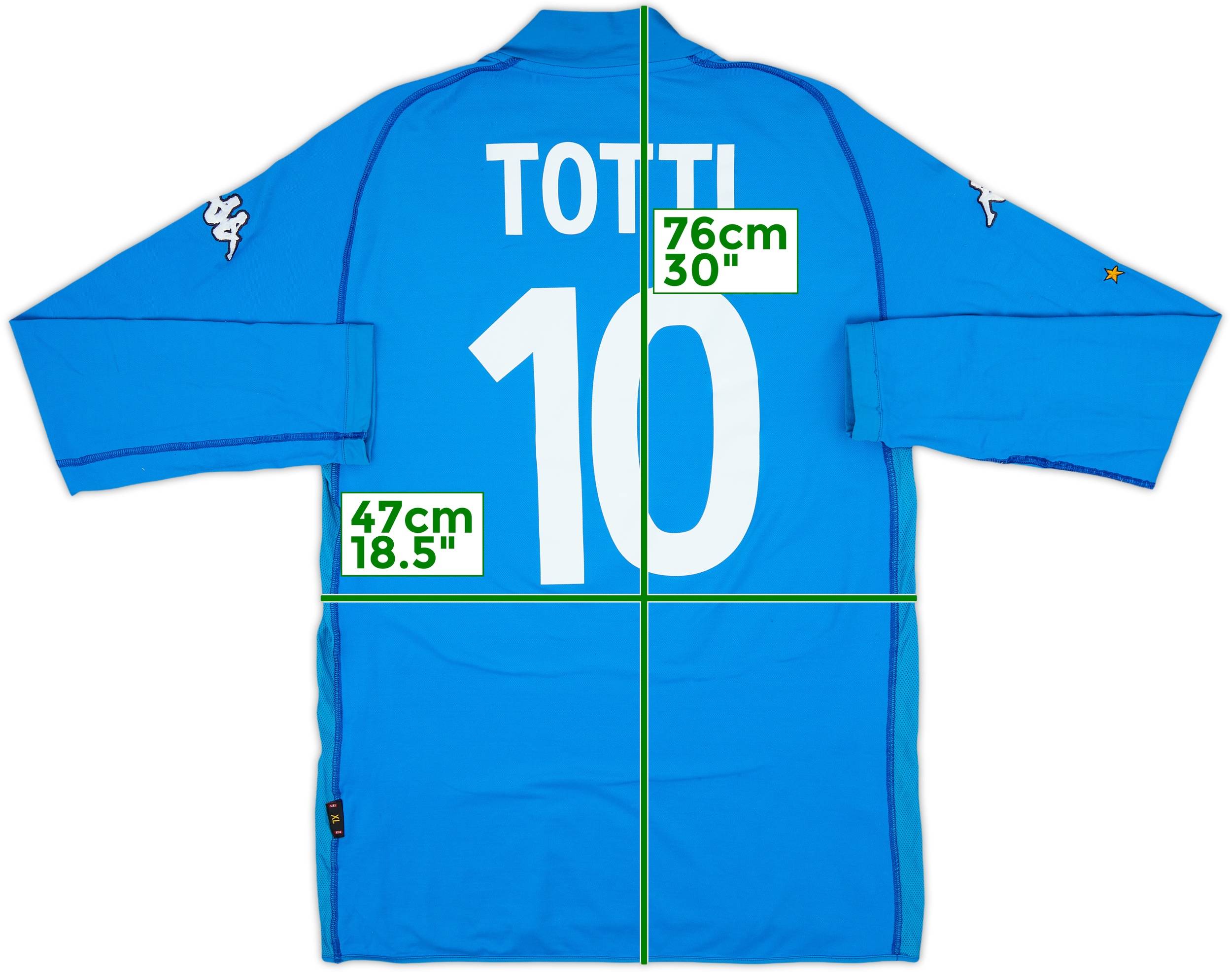 2002 Italy Home L/S Shirt Totti #10 - 8/10 - (XL)