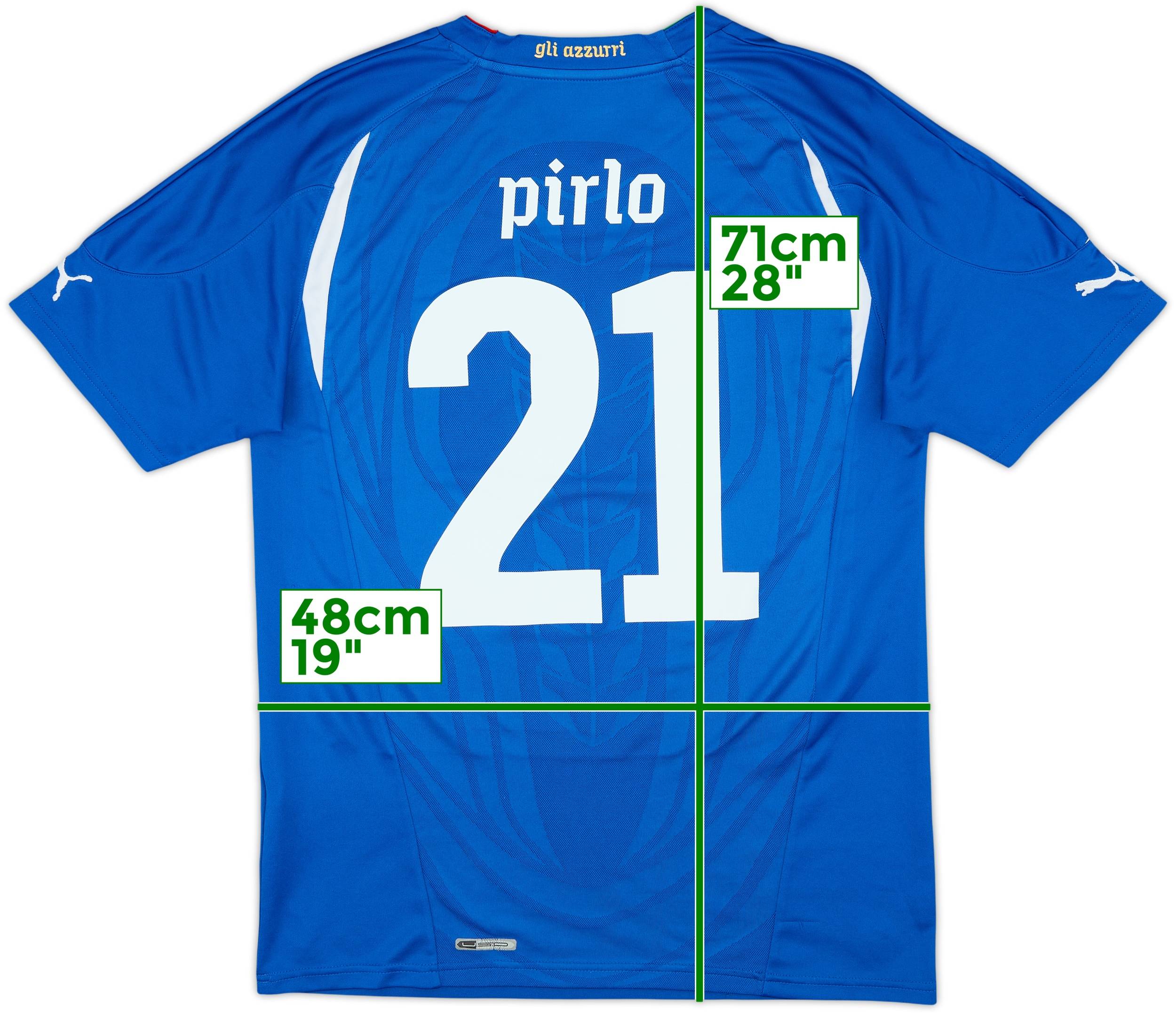 2010-12 Italy Home Shirt Pirlo #21 - 9/10 - (M)