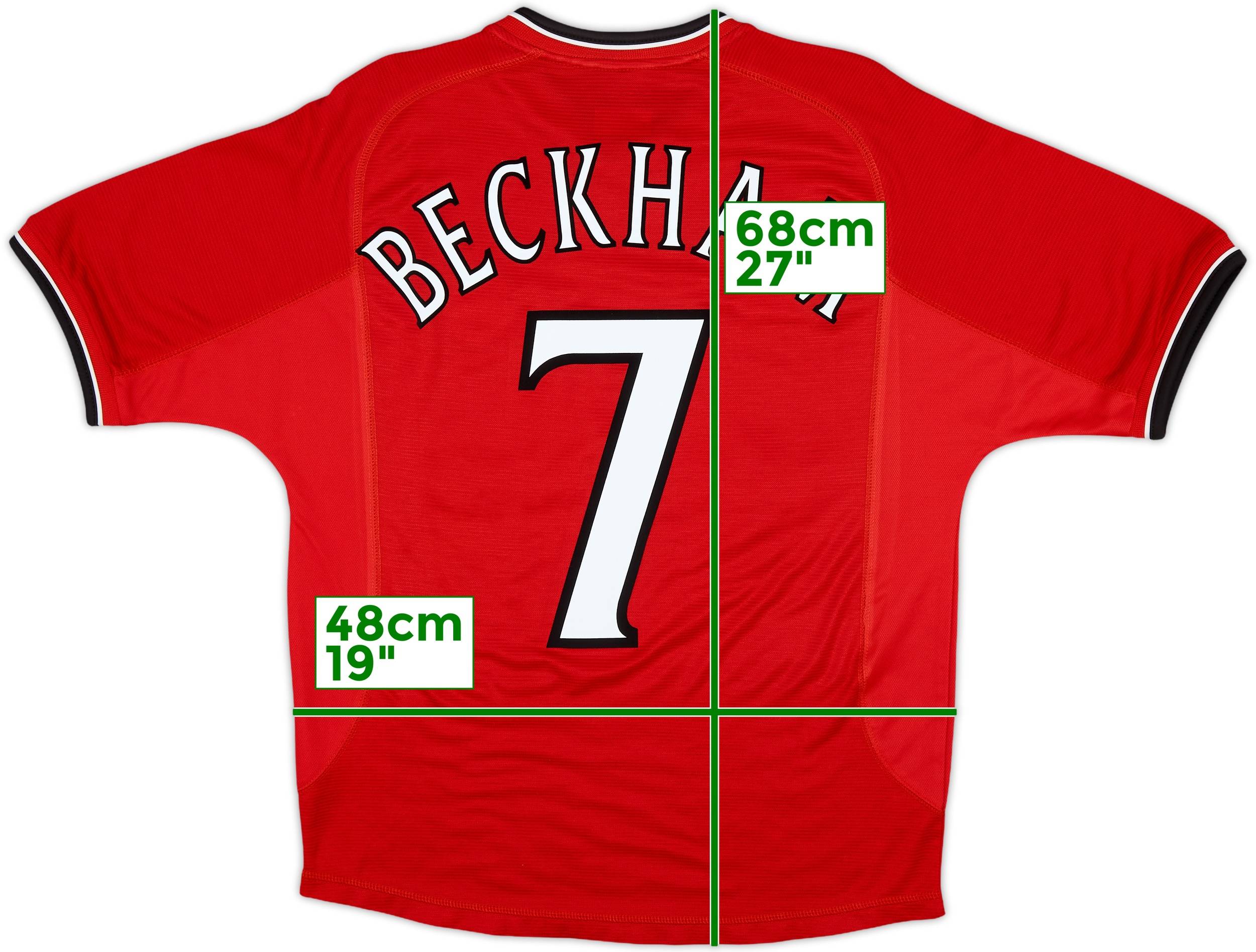 2000-02 Manchester United Home Shirt Beckham #7 - 9/10 - (Y)