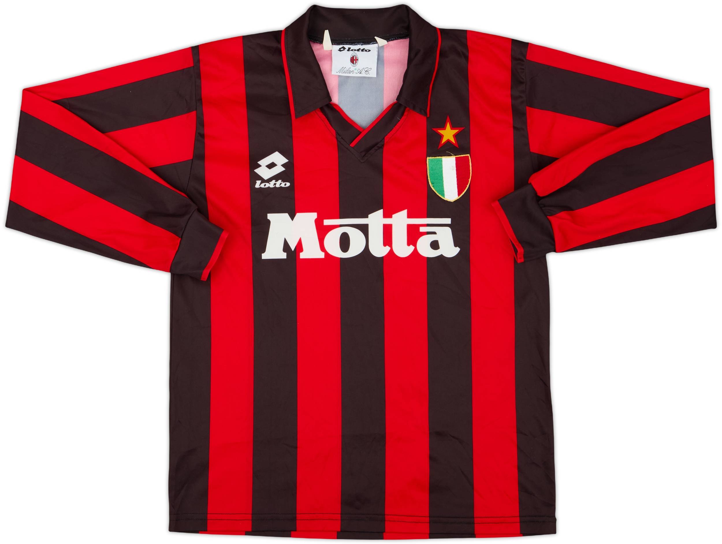 1993-94 AC Milan Home L/S Shirt - 8/10 - (XL.Boys)