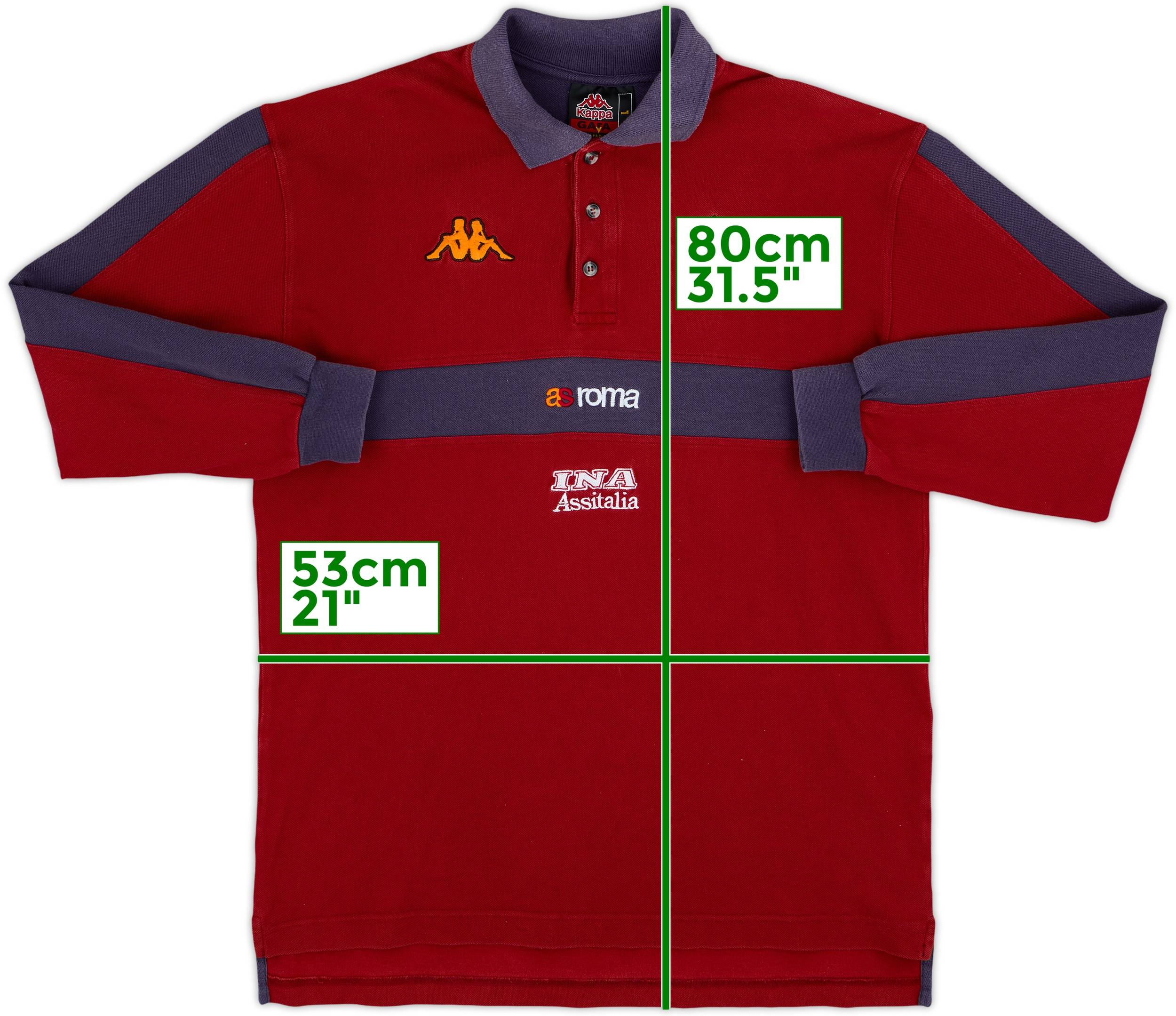 00-01 ASローマ　kappa トレーニングポロシャツ 2000-01 Roma Kappa Polo L/S Shirt - 7/10 - (L)