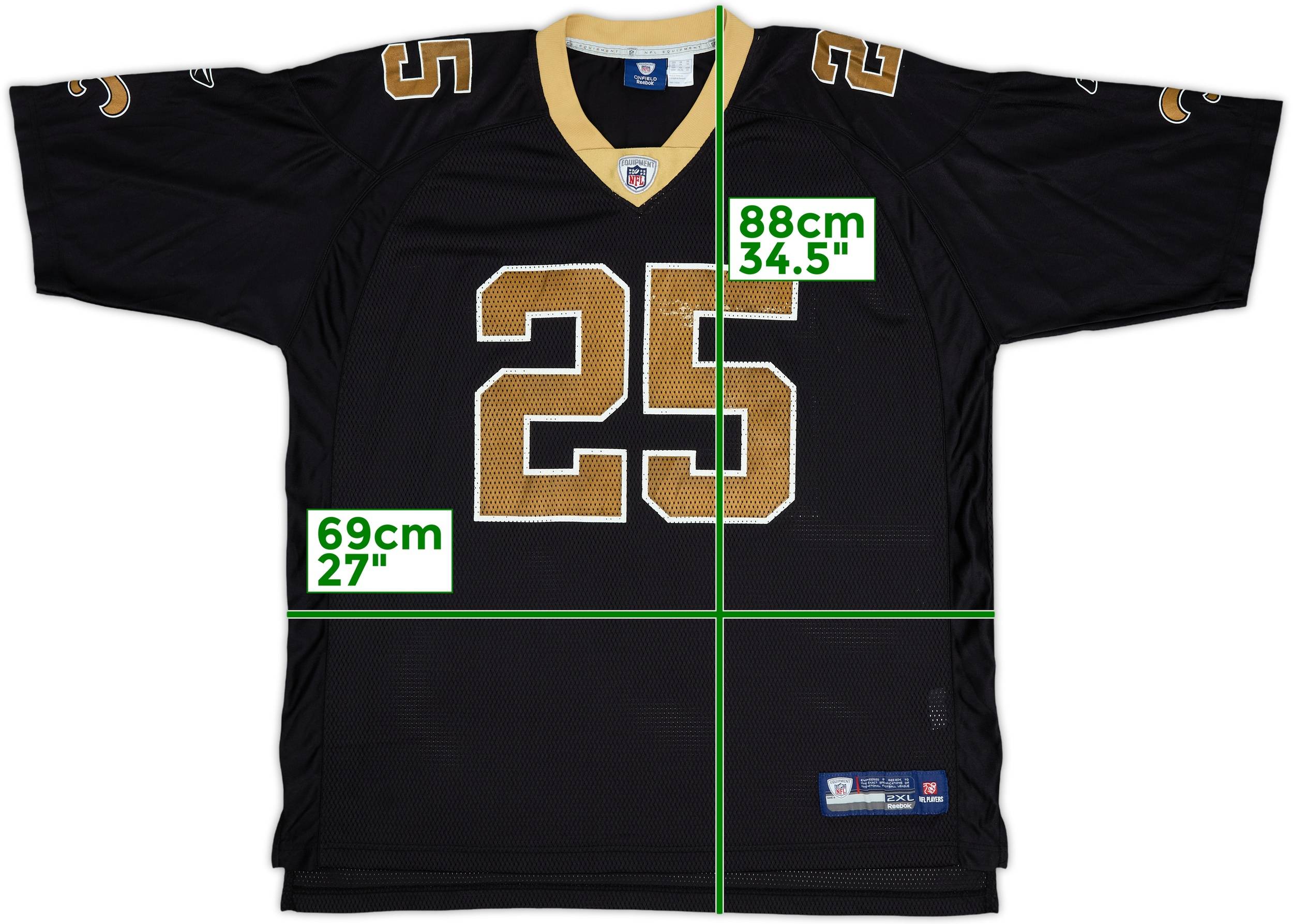2008-10 New Orleans Saints Bush #25 Reebok On Field Home Jersey