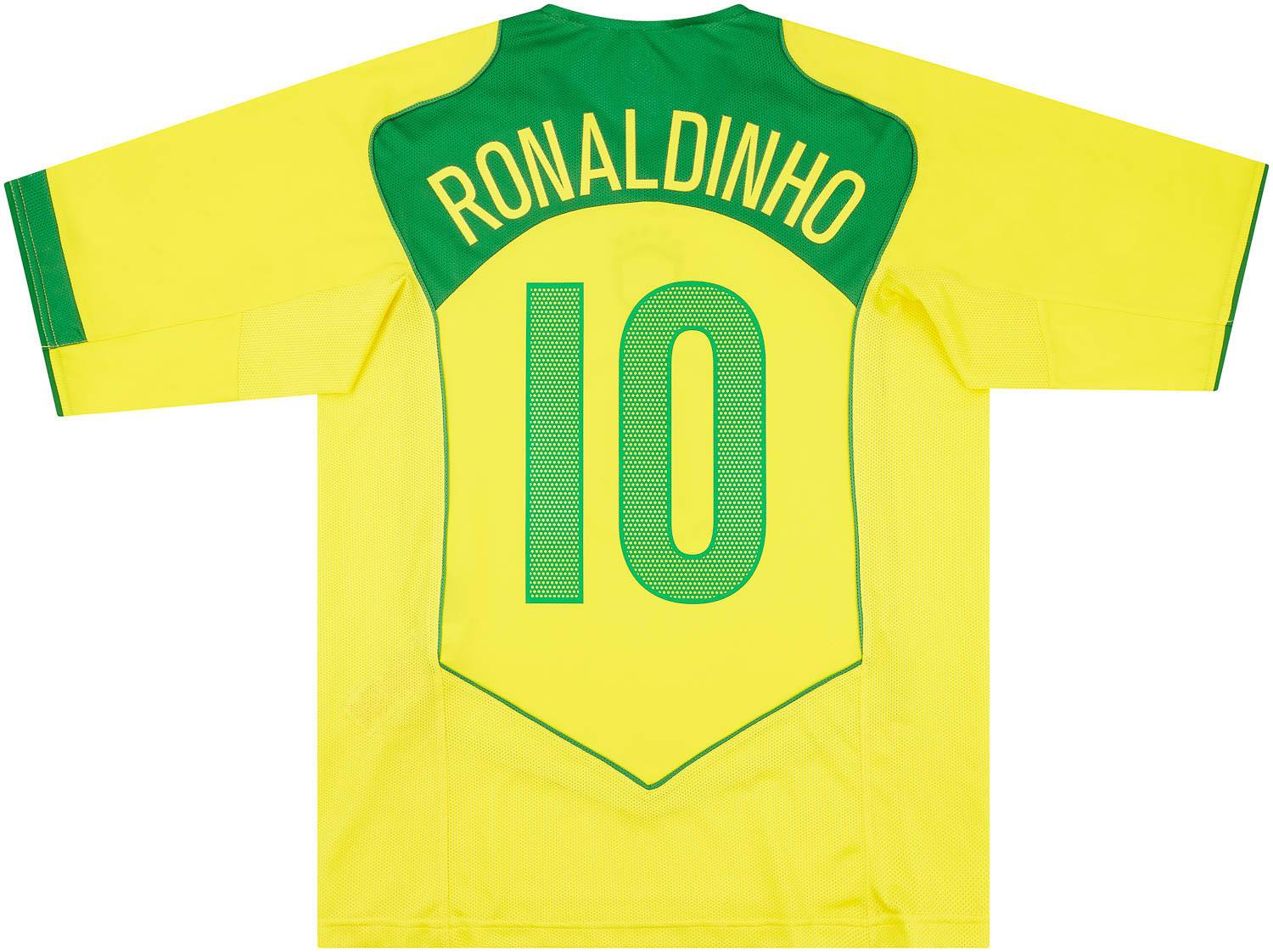 2004-06 Brazil Home Shirt Ronaldinho #10 (Excellent - 9/10)