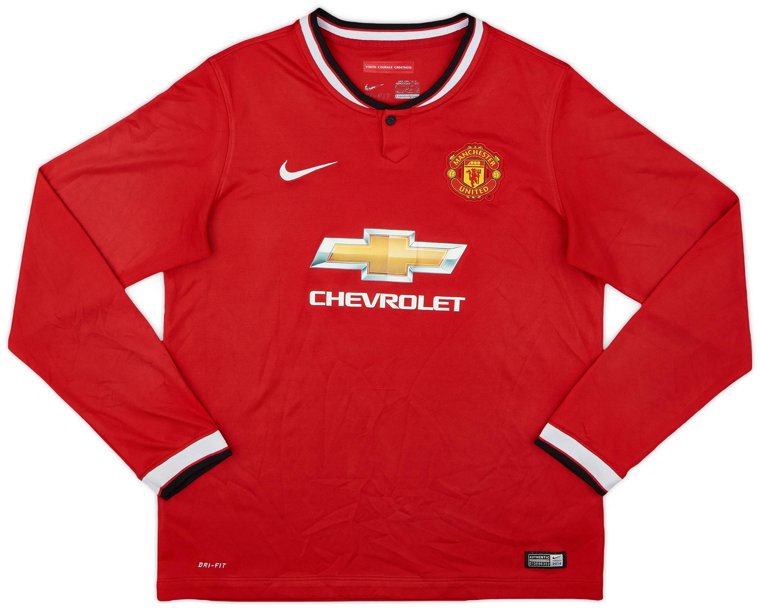 2014-15 Manchester United Home L/S Shirt - 8/10 - (XL.Boys)