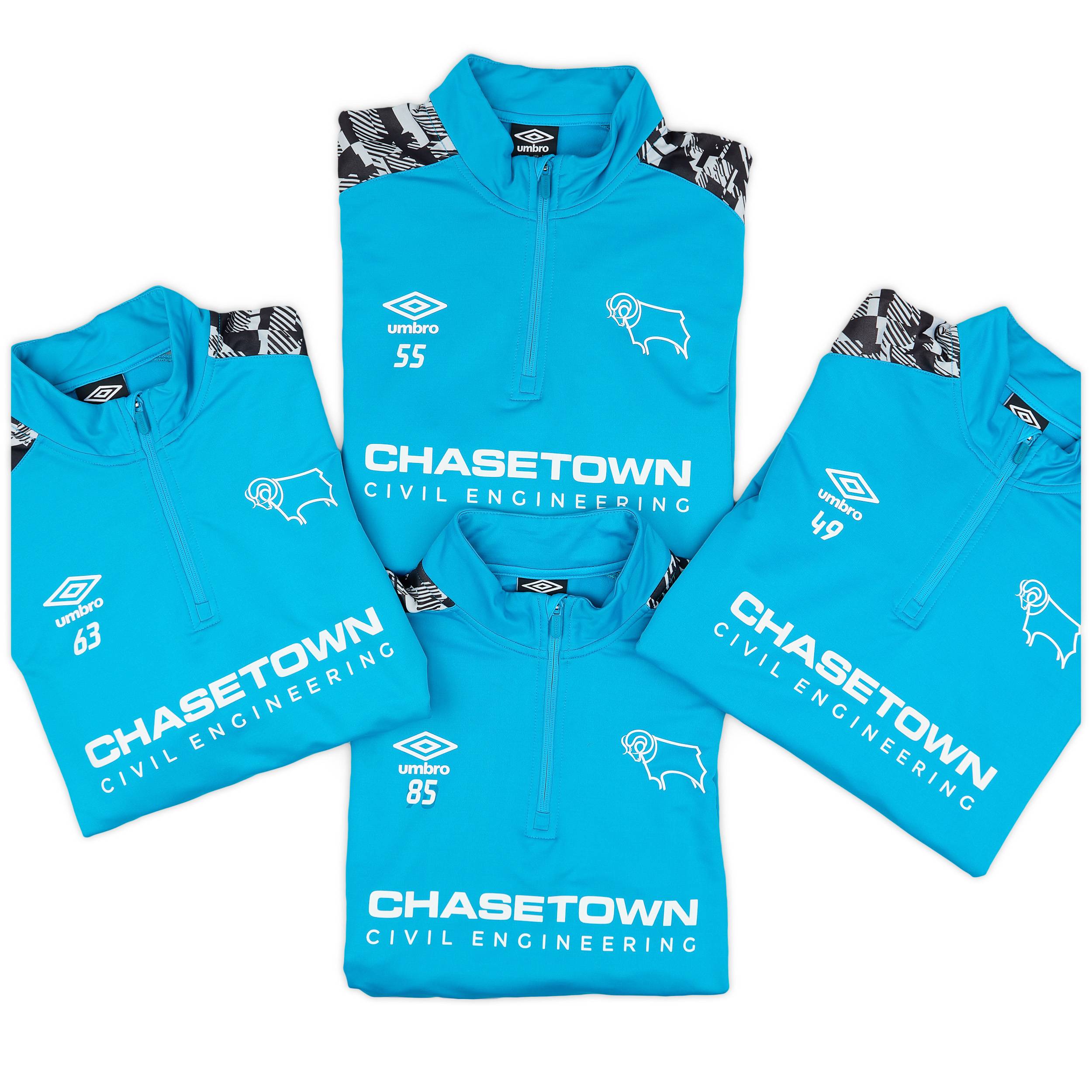 2020-21 Derby County Player Issue 1/4 Zip Training Top # - 5/10