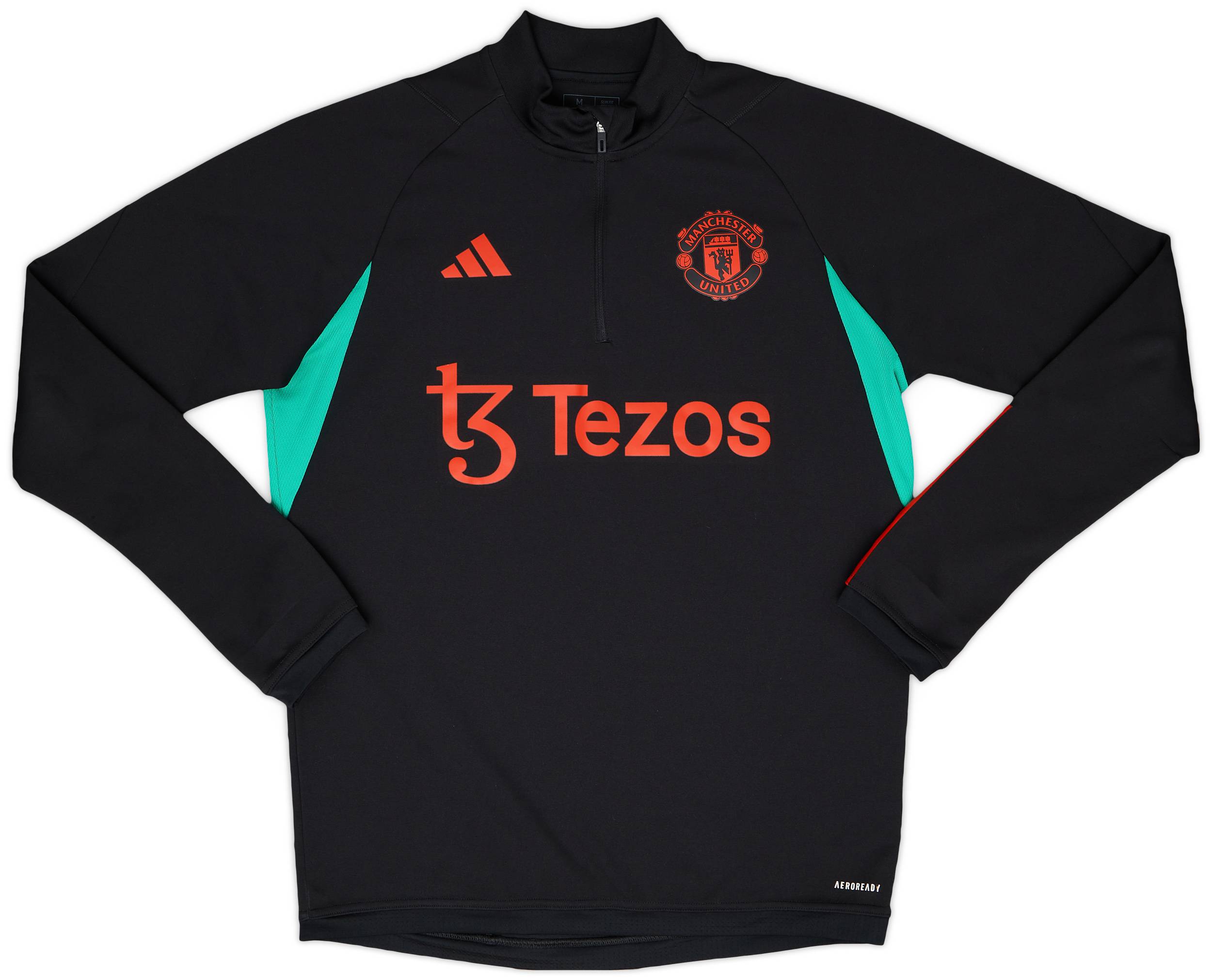 2023-24 Manchester United adidas 1/4 Zip Drill Top - 9/10 - (M)
