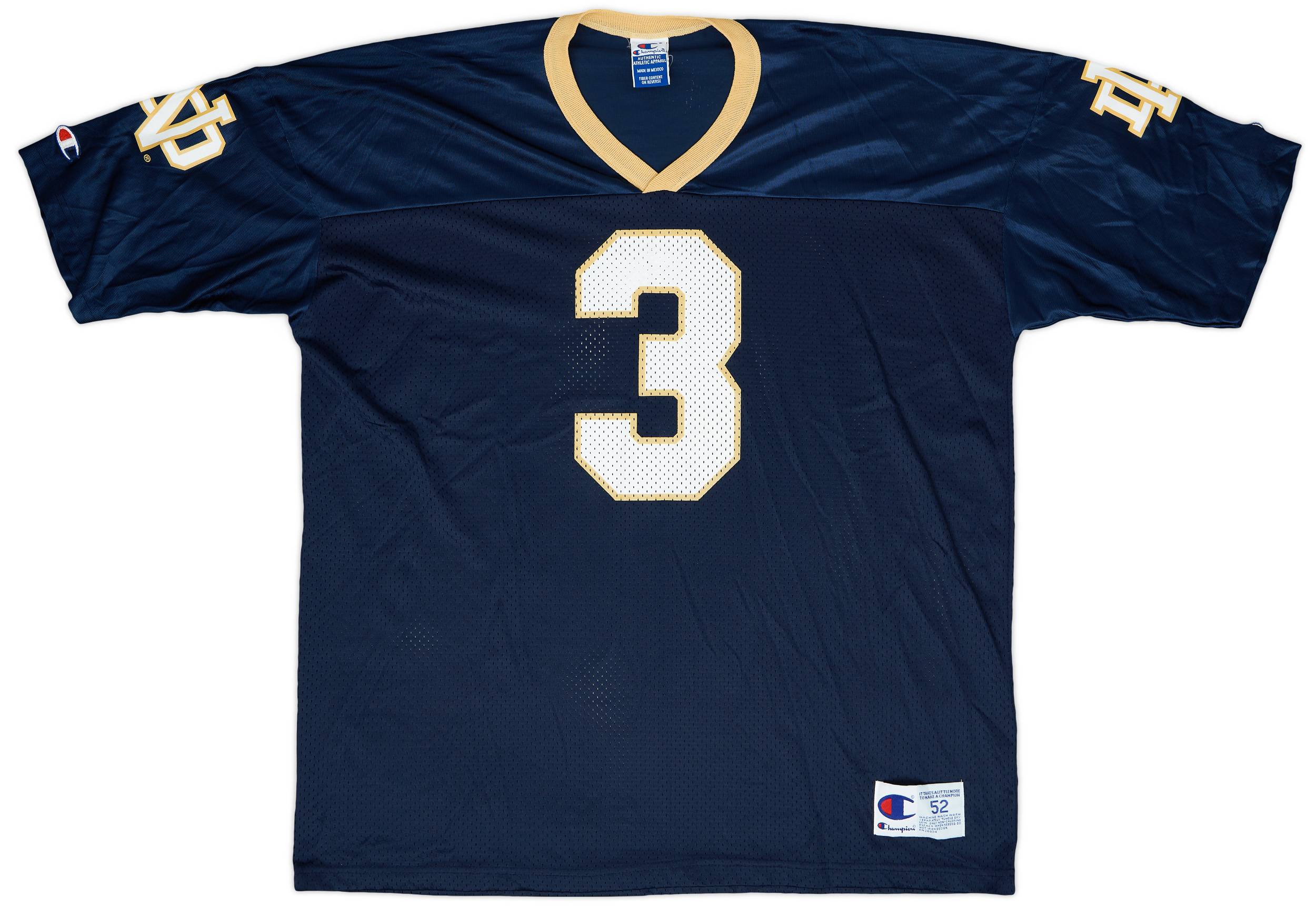 1995-97 Notre Dame Fighting Irish Powlus #3 Champion Home Jersey - 9/10 - (XXL)