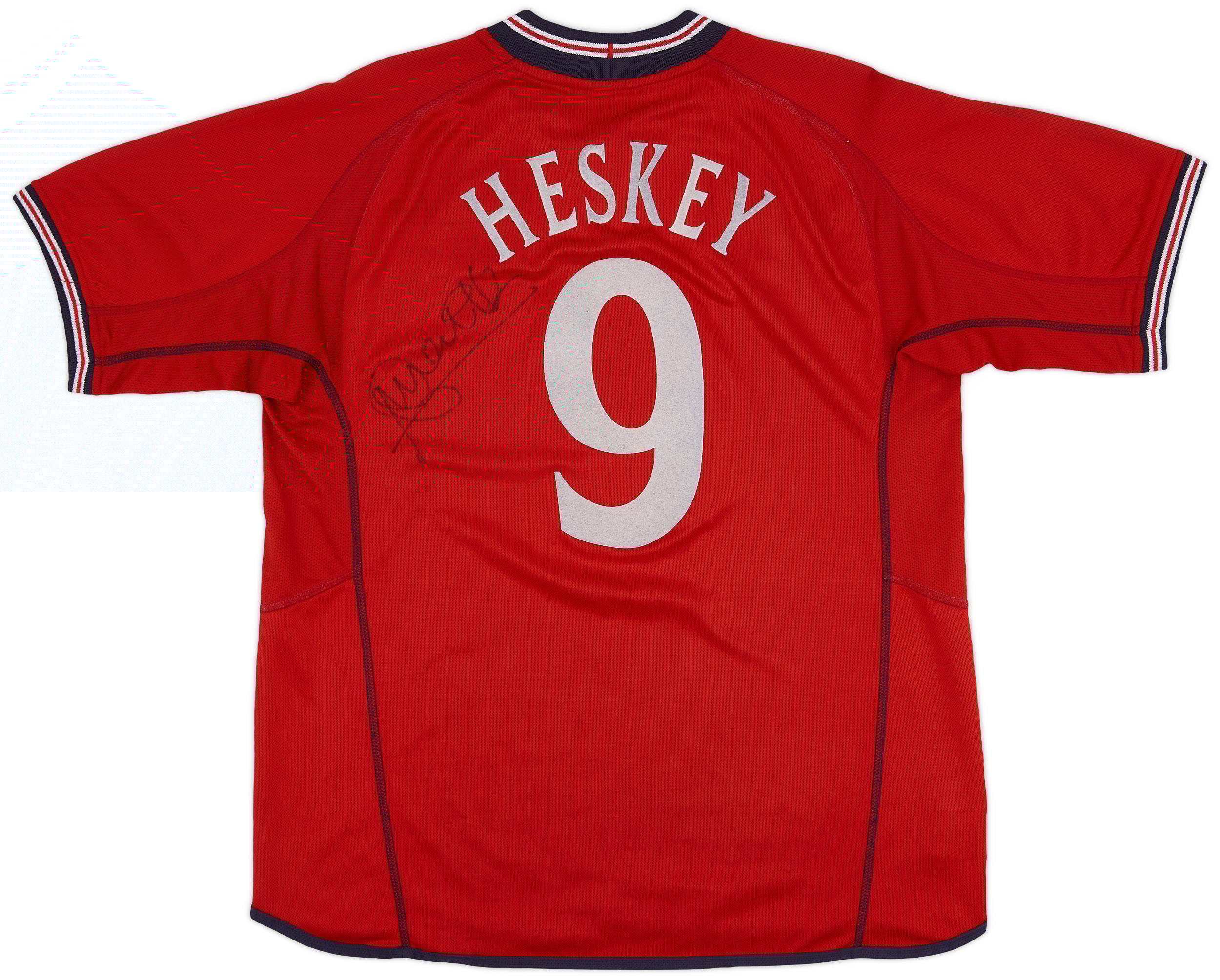 2002-04 England Signed Away Shirt Heskey #9 - 8/10 - (L)