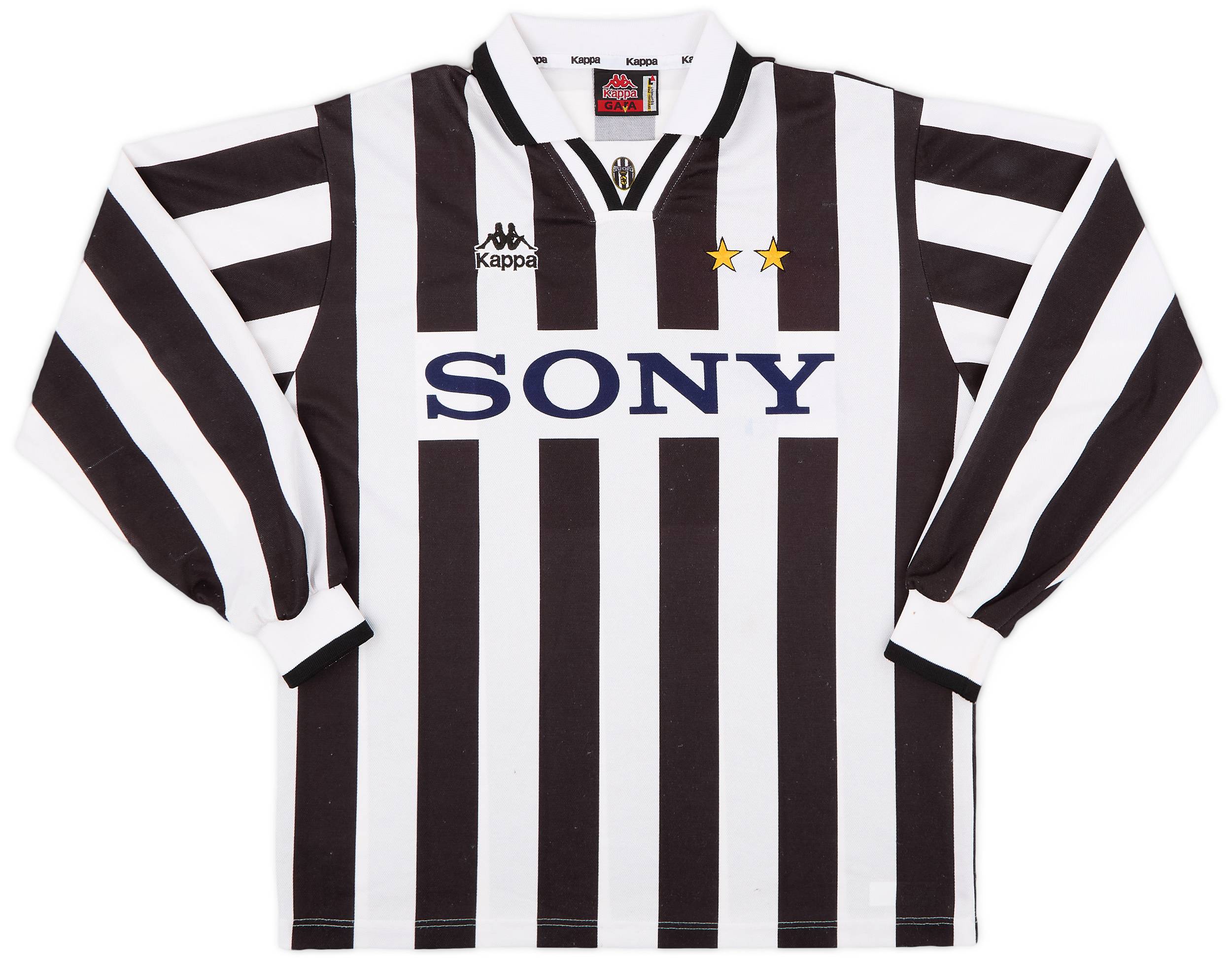 Kappa ZIDANE 21番 ストライプシャツ 1995-97 Juventus Home L/S Shirt Zidane #21 - 8/10 - (L)