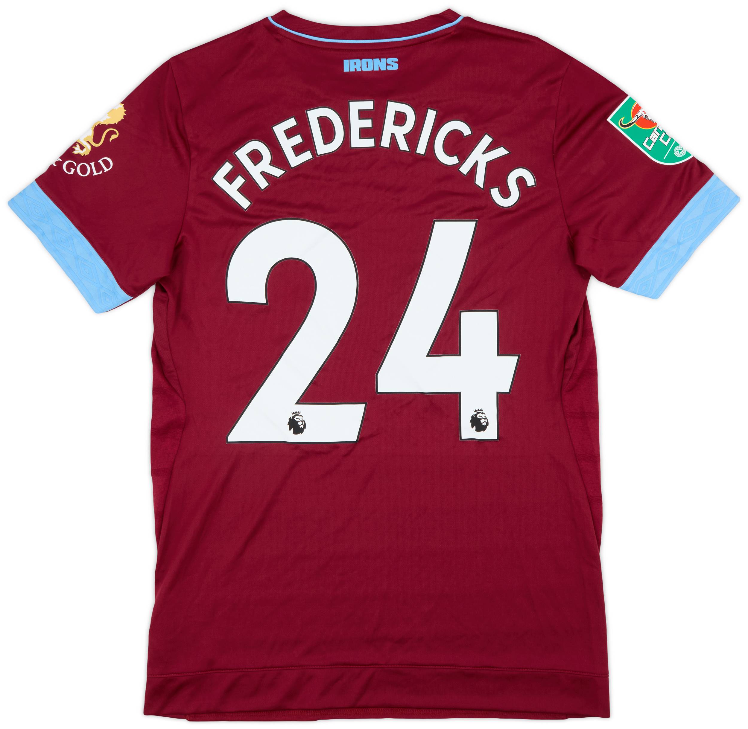 2018-19 West Ham Match Issue Carabao Cup Home Shirt Fredericks #24