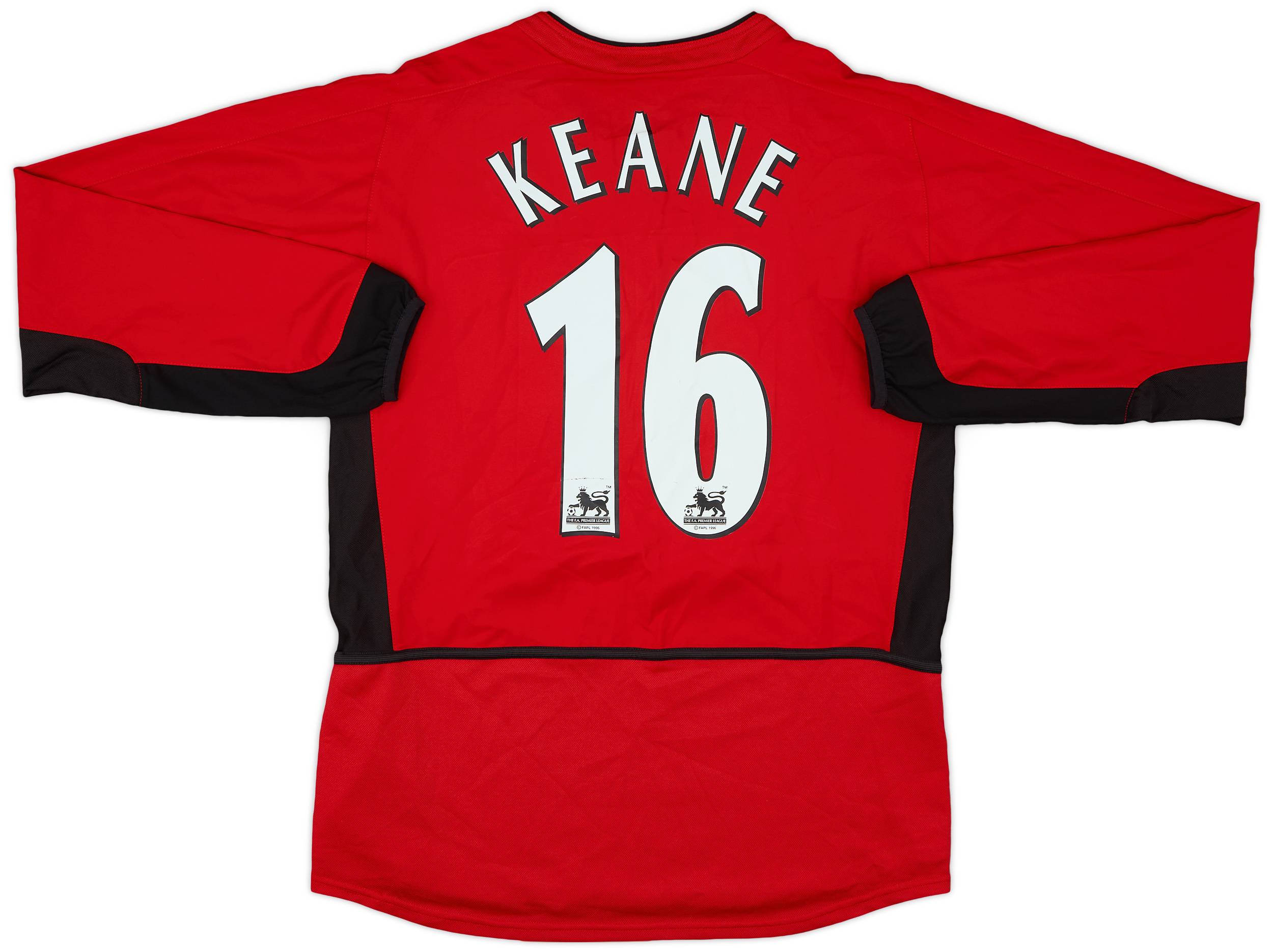 2002-04 Manchester United Home L/S Shirt Keane #16 - 7/10 - (XL.Boys)